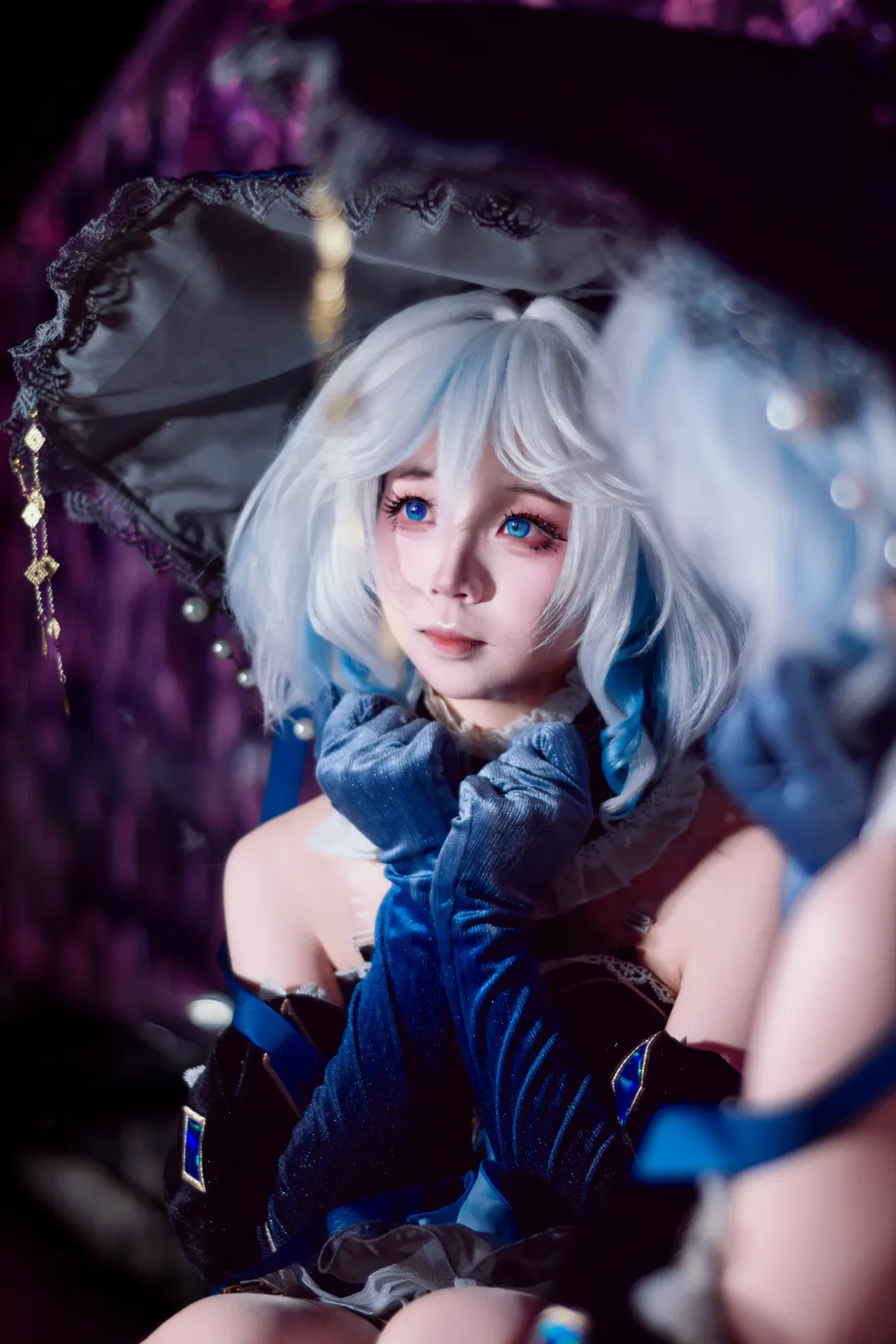 原神, cosplay, 芙宁娜cos, 二次元角色扮演, 水族馆摄影