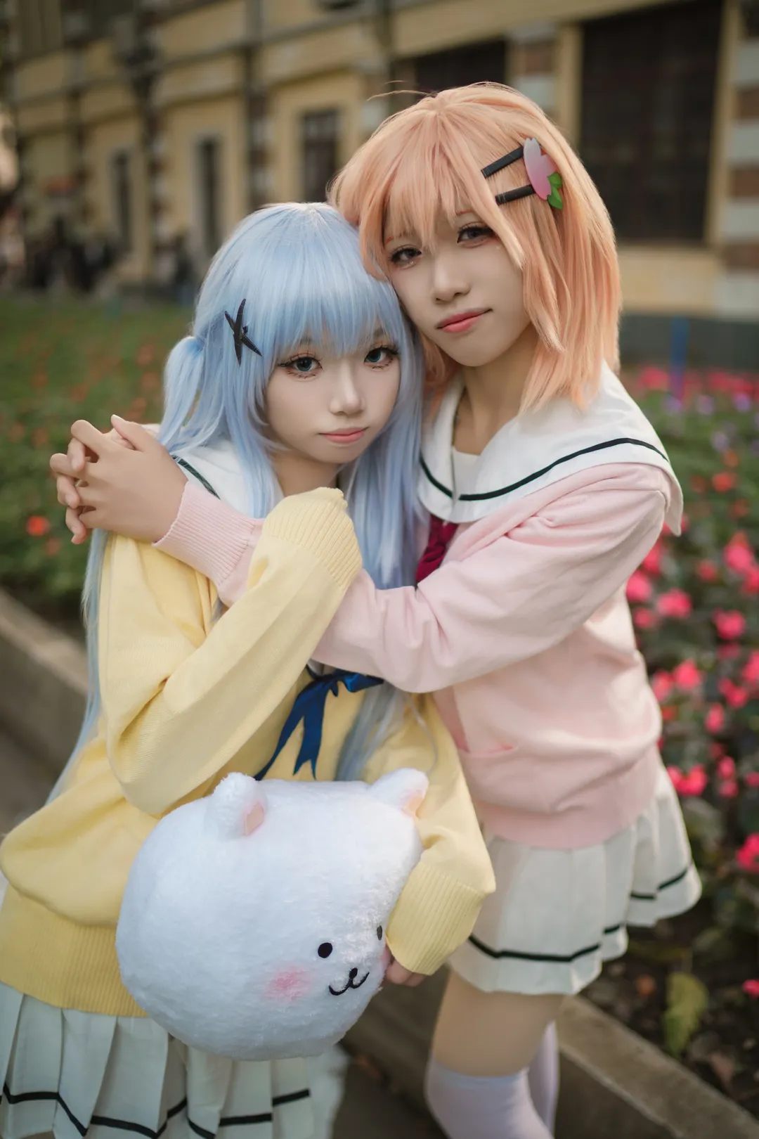 校園風cos, 二次元日常, 請問今天要來點兔子嗎, 雙人cosplay, 保登心愛cos