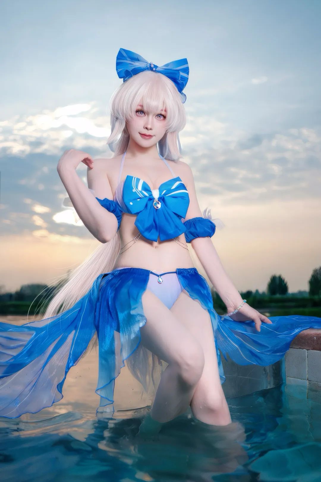 Genshin Impact, Swimsuit, Sangonomiya Kokomi cosplay, Outdoor photography, Kokomi cosplay - Image 1