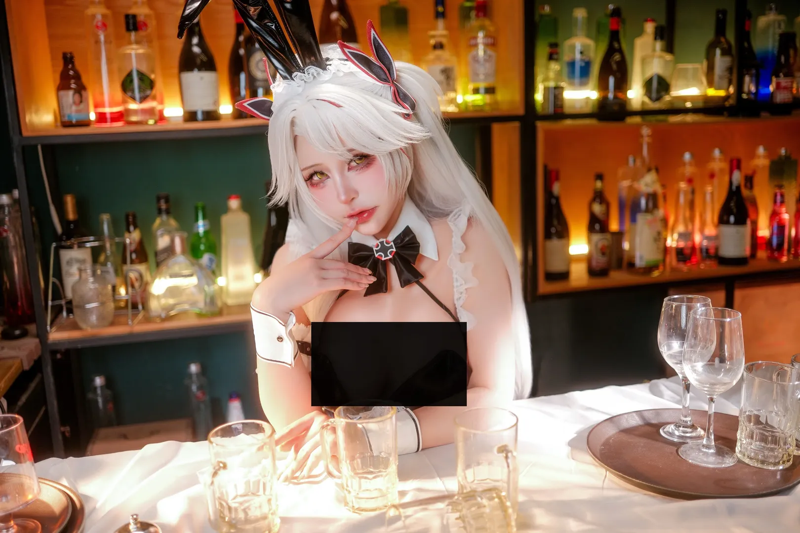 Girly style, Azur Lane, Prinz Eugen cosplay, Bar atmosphere, Anime portrait - Image 2