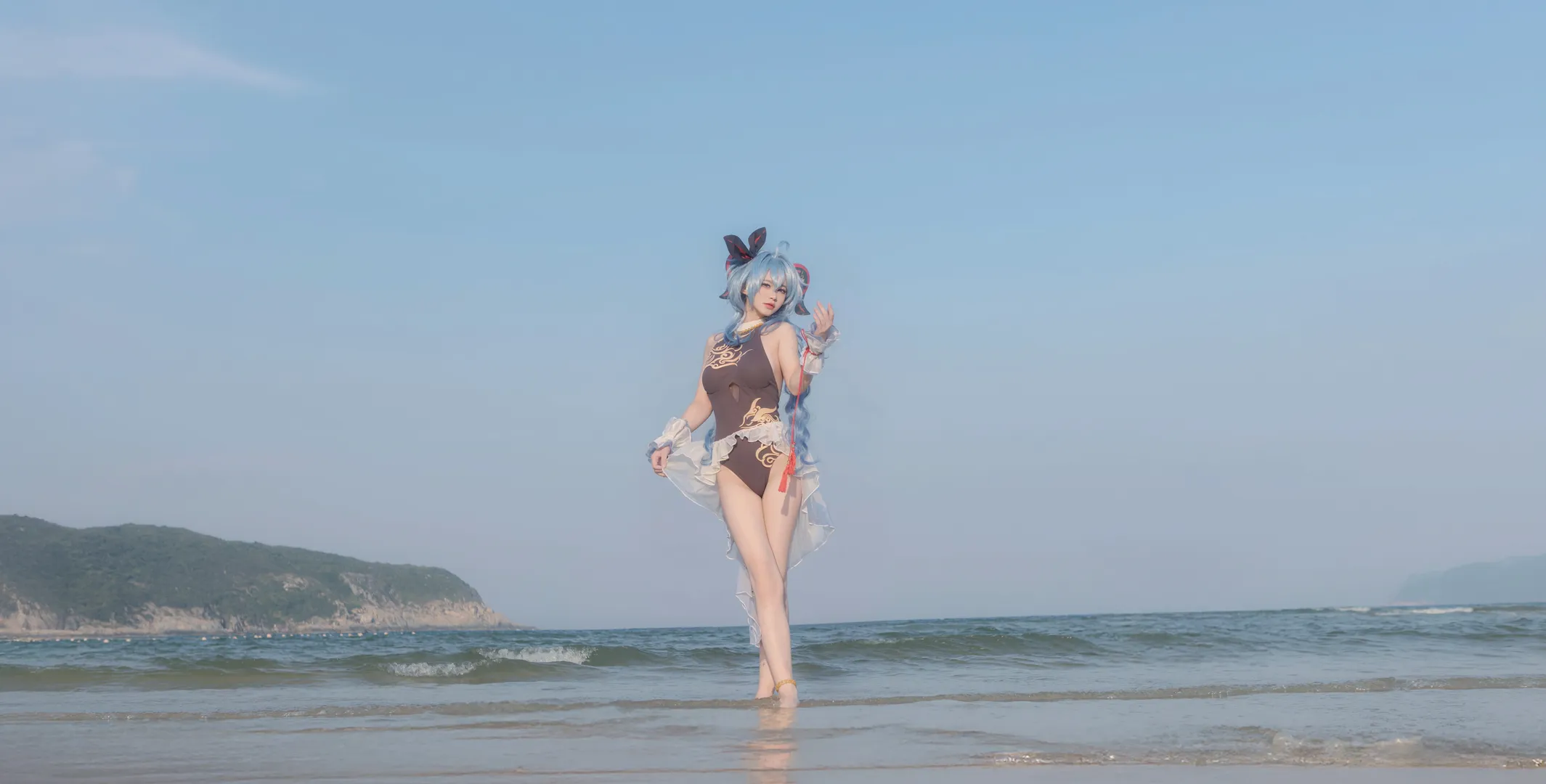 原神, 甘雨cos, 原神cosplay, 甘雨泳装, 海滨cos - 第1张