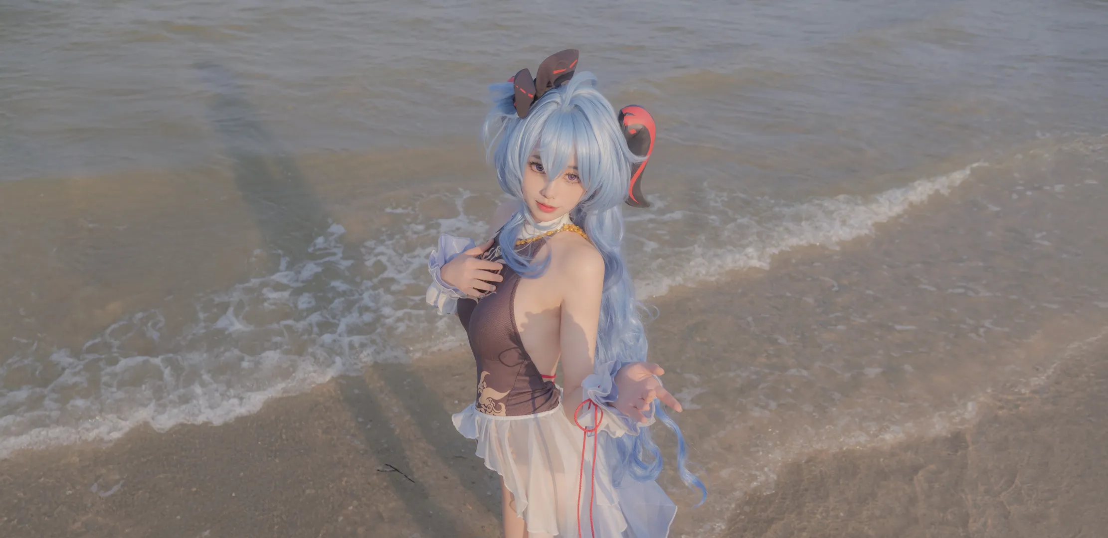 原神, 甘雨cos, 原神cosplay, 甘雨泳装, 海滨cos - 第2张