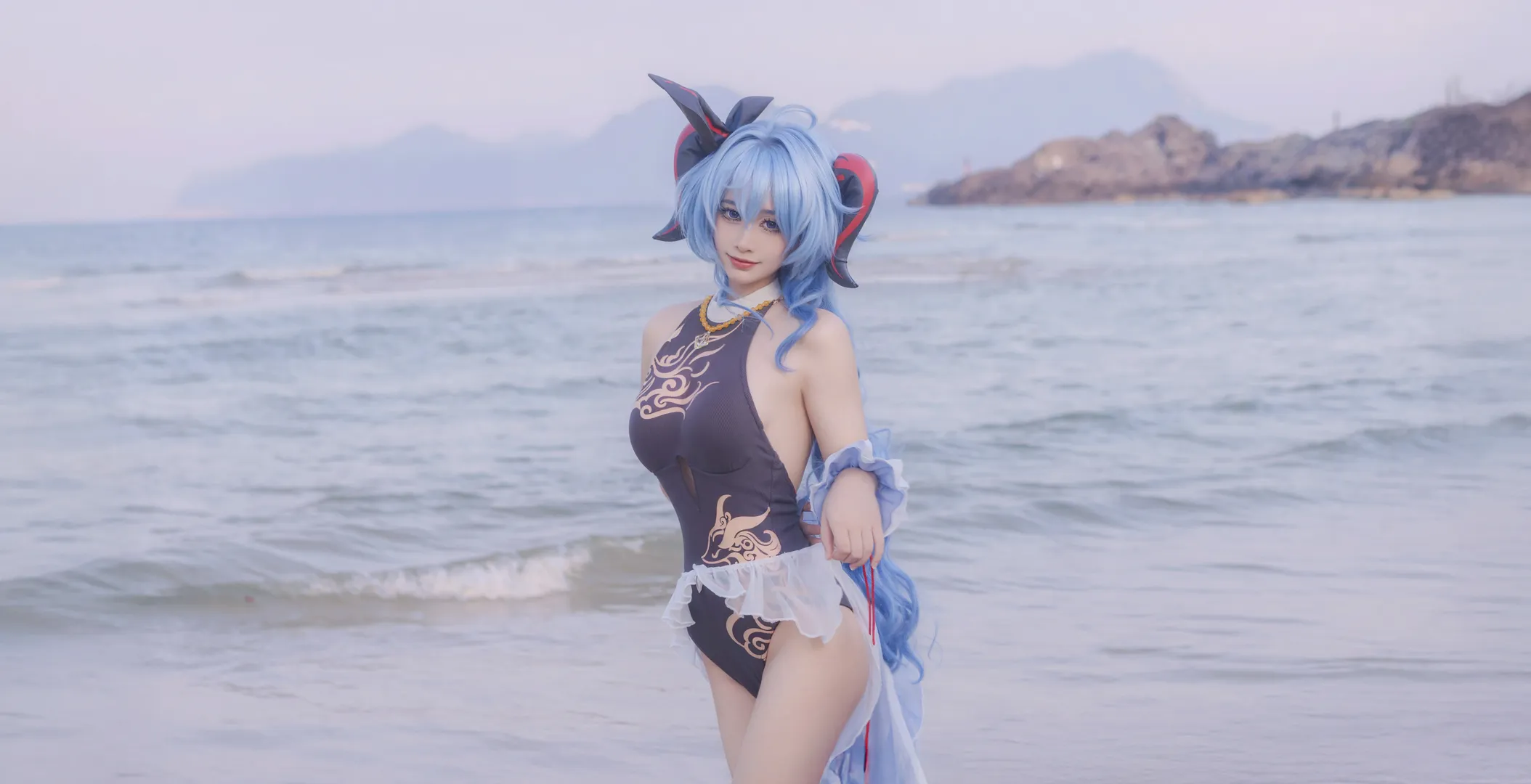 原神, 甘雨cos, 原神cosplay, 甘雨泳装, 海滨cos - 第5张
