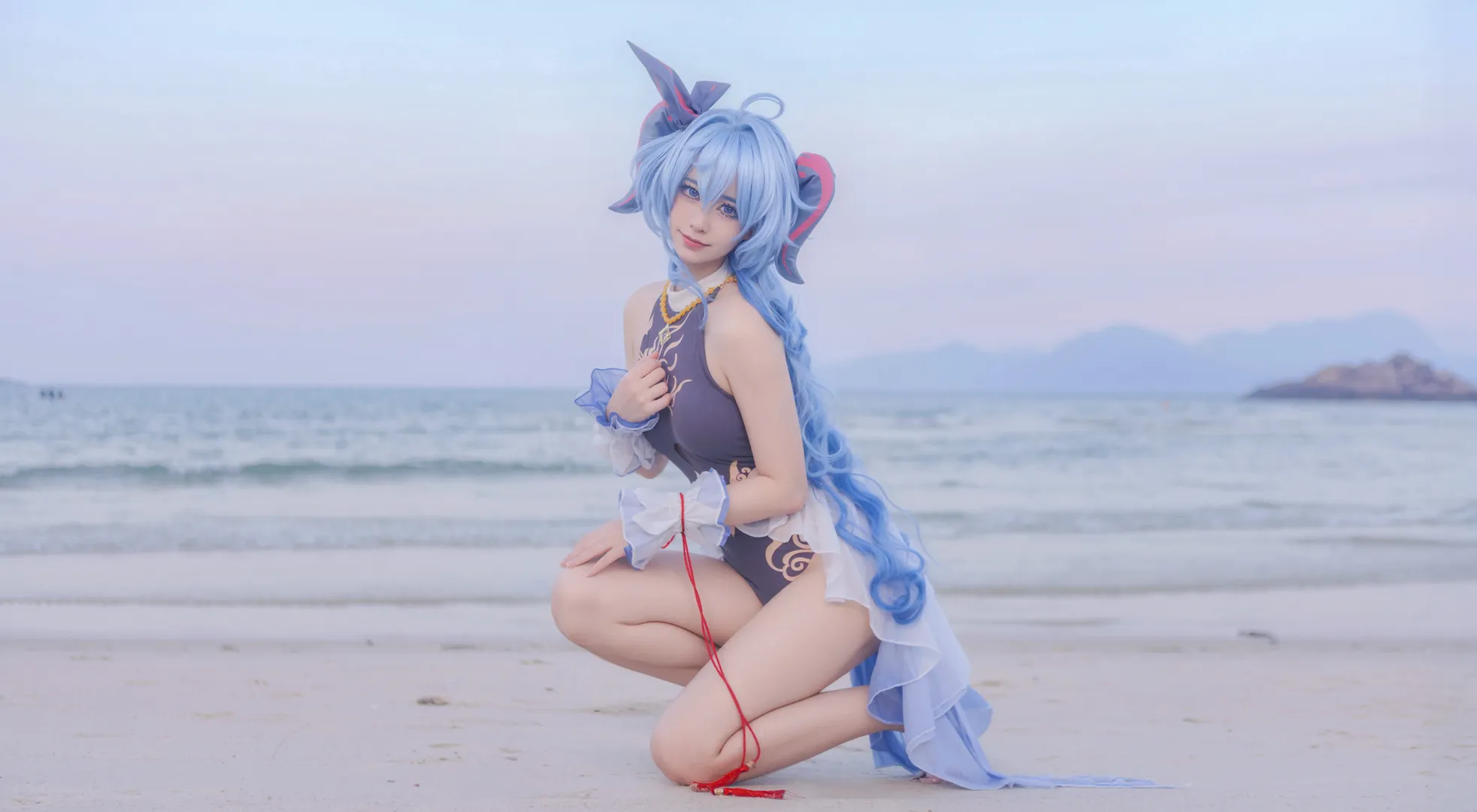 原神, 甘雨cos, 原神cosplay, 甘雨泳装, 海滨cos - 第9张