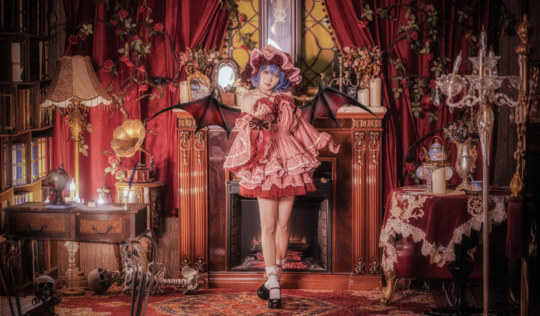 Aesthetic photography, Remilia cosplay, Touhou, Red European style, Gothic Lolita - Image 1