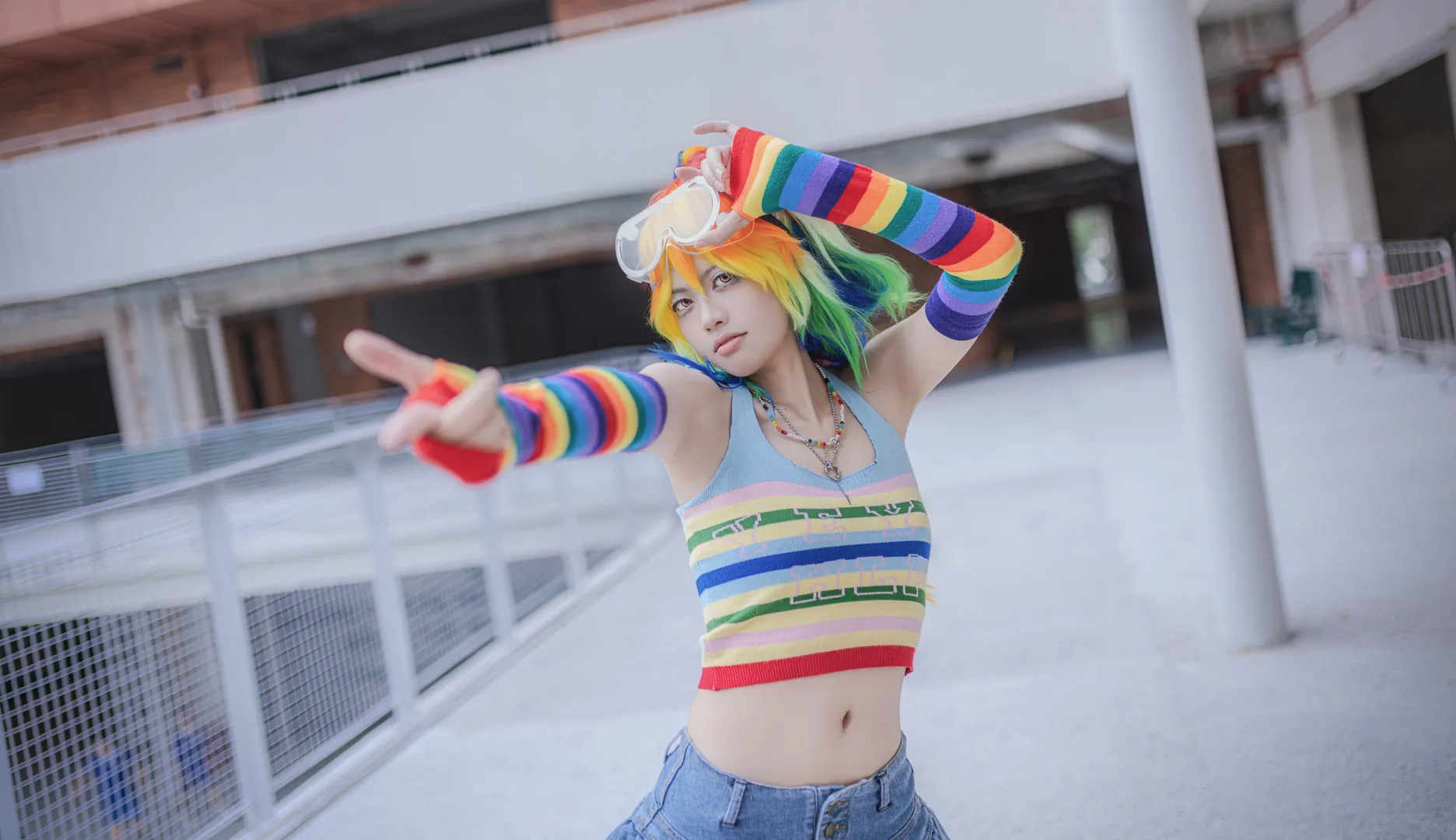 Anime-style photography, My Little Pony, Rainbow Dash cosplay, Anthropomorphic cosplay, Skateboard girl