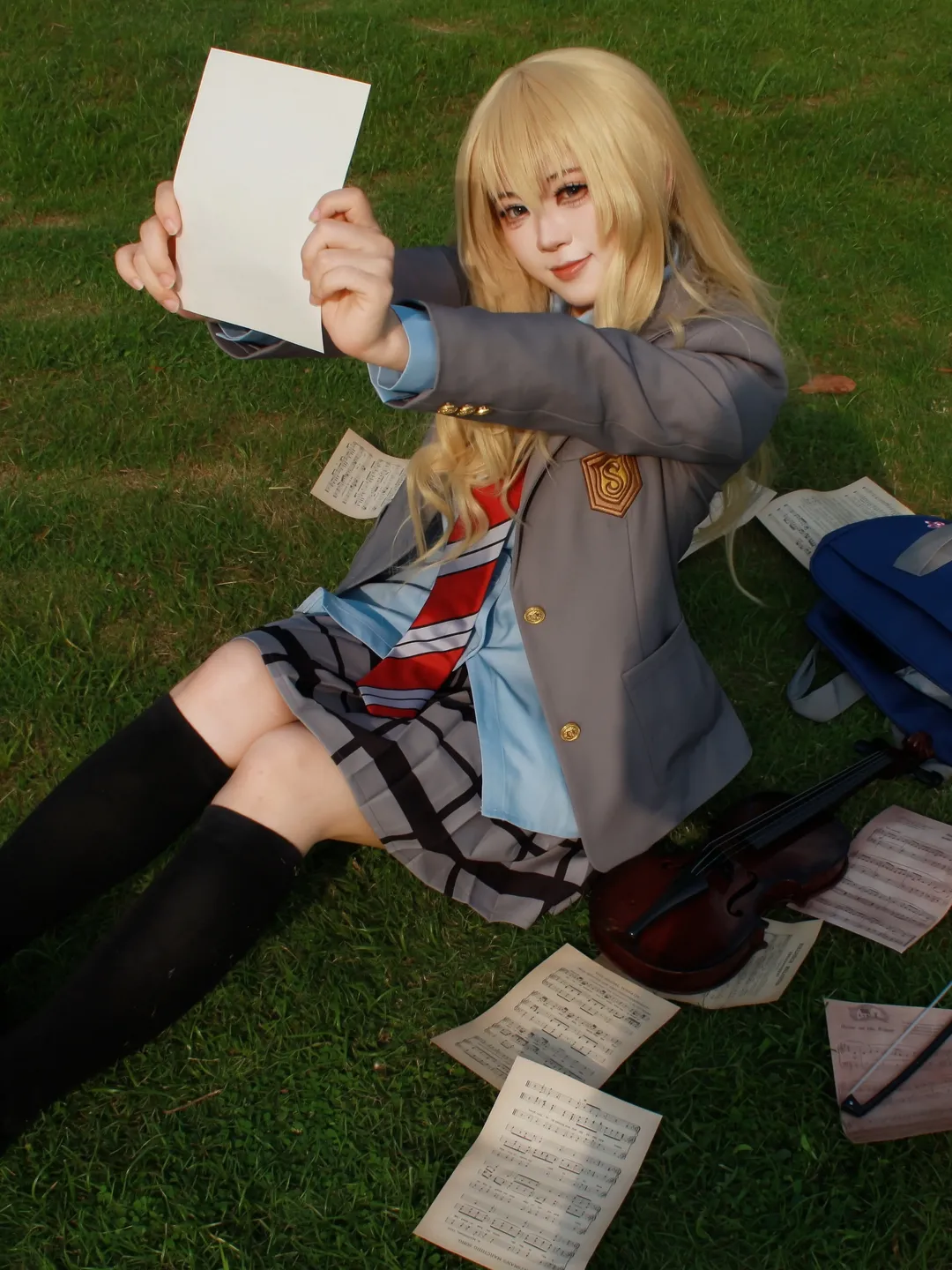 Miyazono Kaori cosplay, Your Lie in April, Violin cosplay, Cherry blossom scene cosplay, School uniform cosplay - Image 2