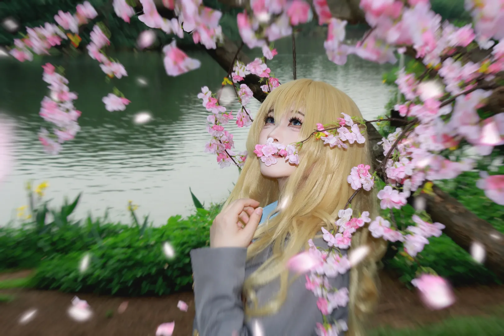Miyazono Kaori cosplay, Your Lie in April, Violin cosplay, Cherry blossom scene cosplay, School uniform cosplay - Image 4