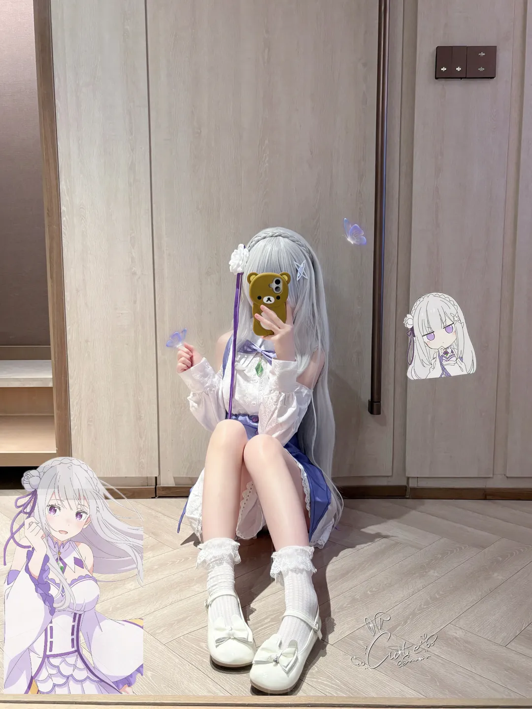 Re:ZERO -Starting Life in Another World-, Emilia cosplay, Anime-style outfit, Cosplay fitting, Silver-haired elf