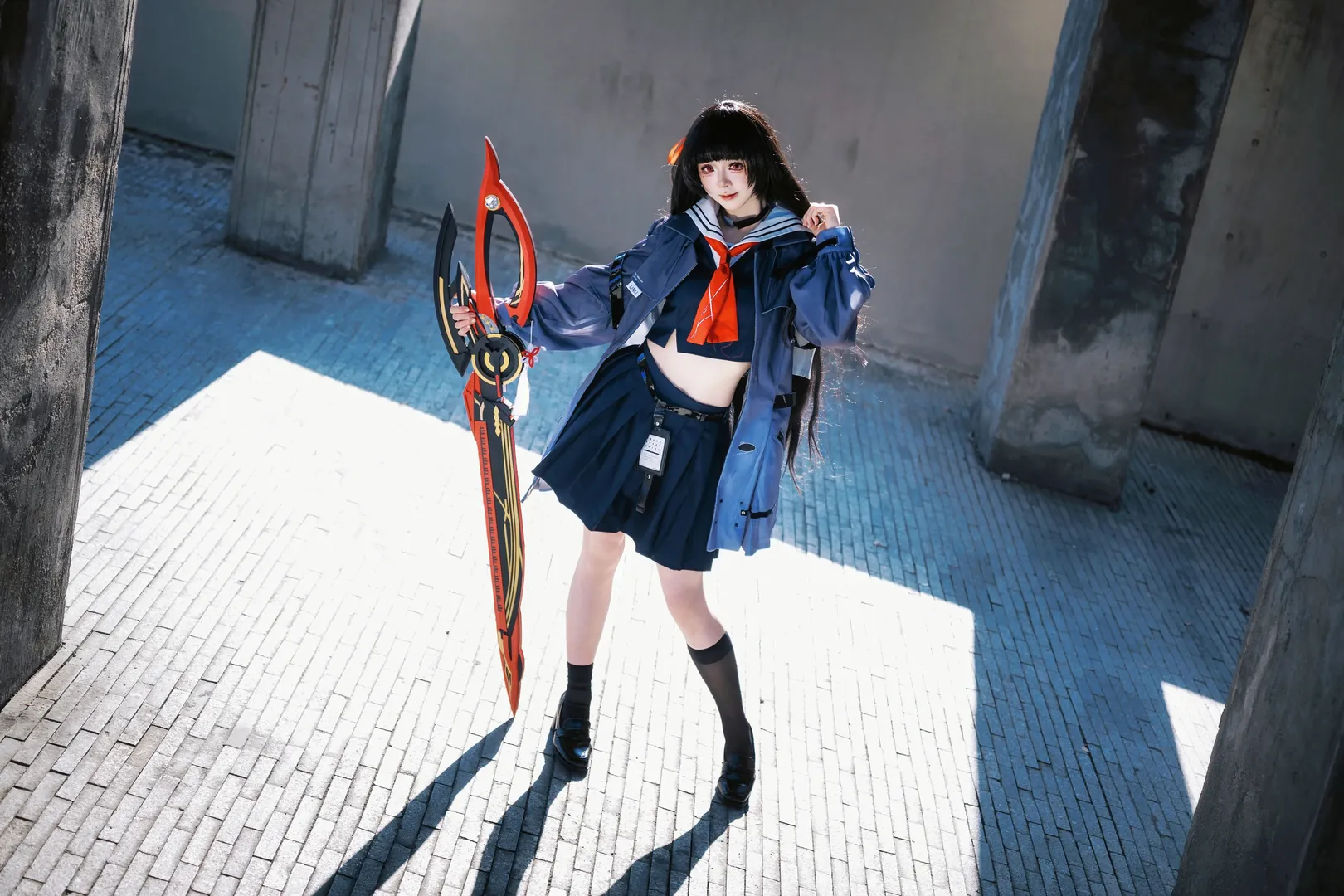 Wuthering Waves, Chisa cosplay, Long Museum photoshoot, Long straight black hair with hime cut, JK photoshoot - Image 5