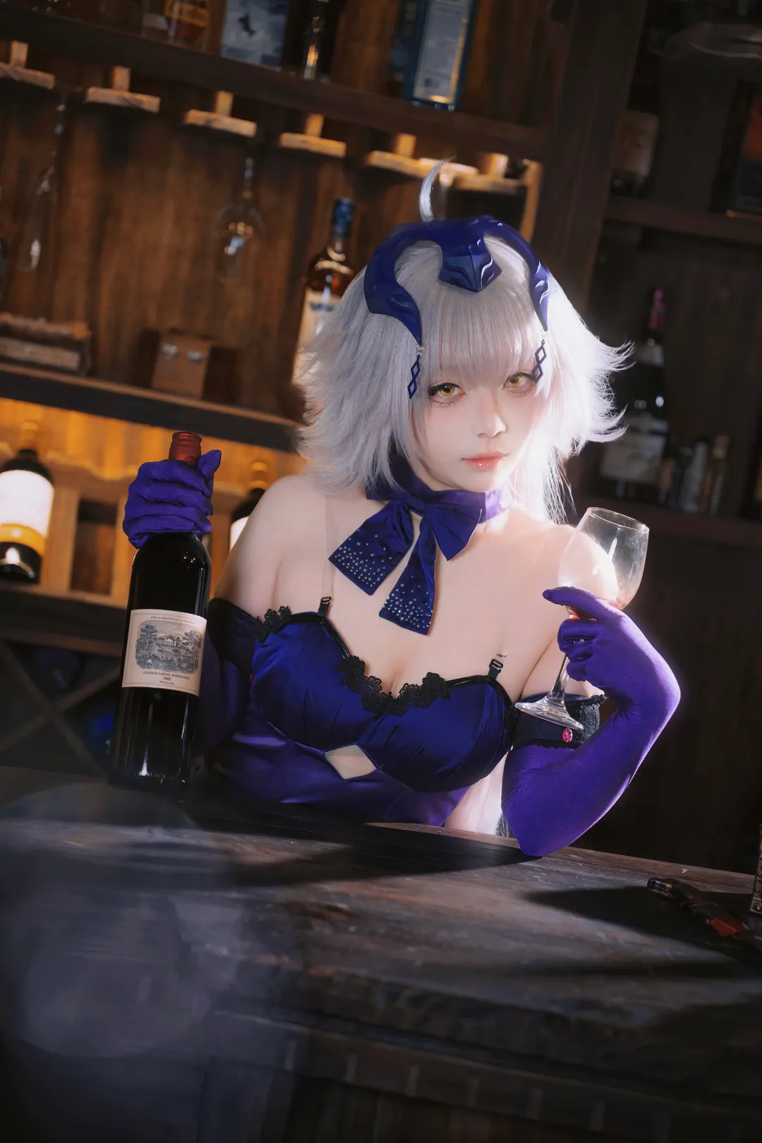 黑贞德cos, Fgo, 醉贞, 摄影棚拍摄, 酒精氛围