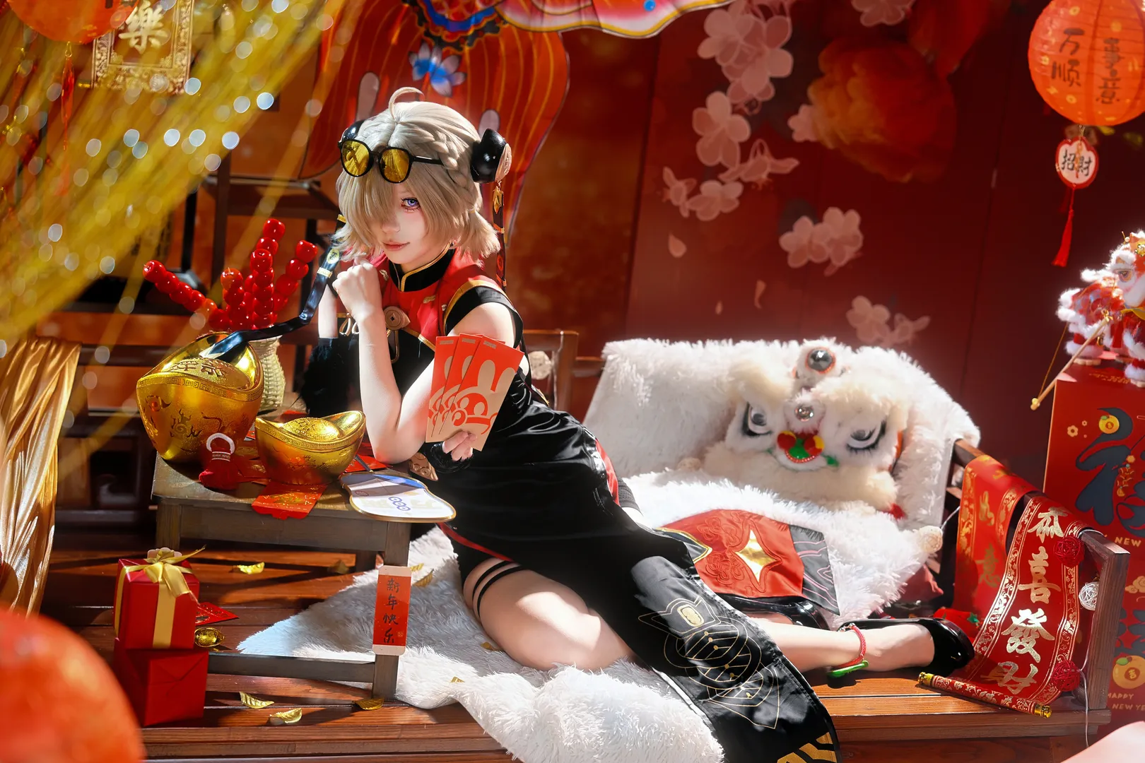 ゼンレスゾーンゼロ, スタジオ撮影, 紅豆 コスプレ, コスプレ撮影, 新年チャイナドレス - 4枚目