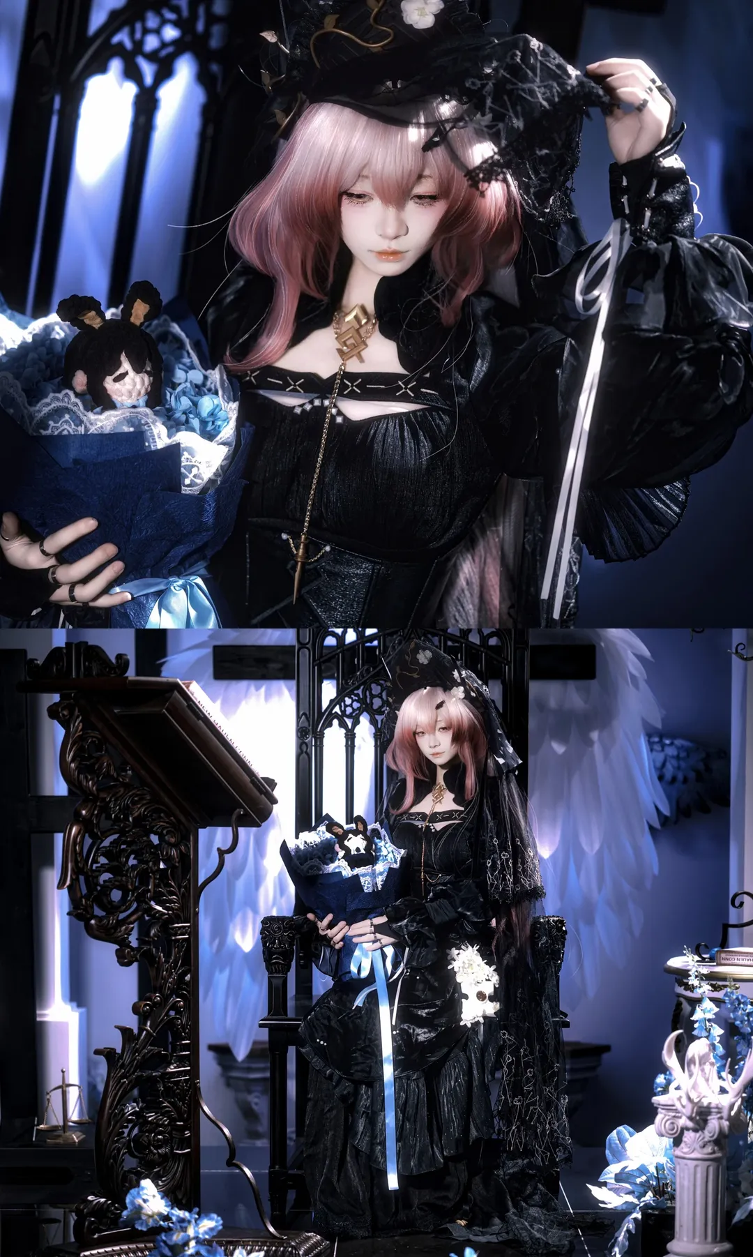 明日方舟, 特蕾西娅cos, cosplay棚拍, 哥特风摄影, 魔王追悼 - 第2张