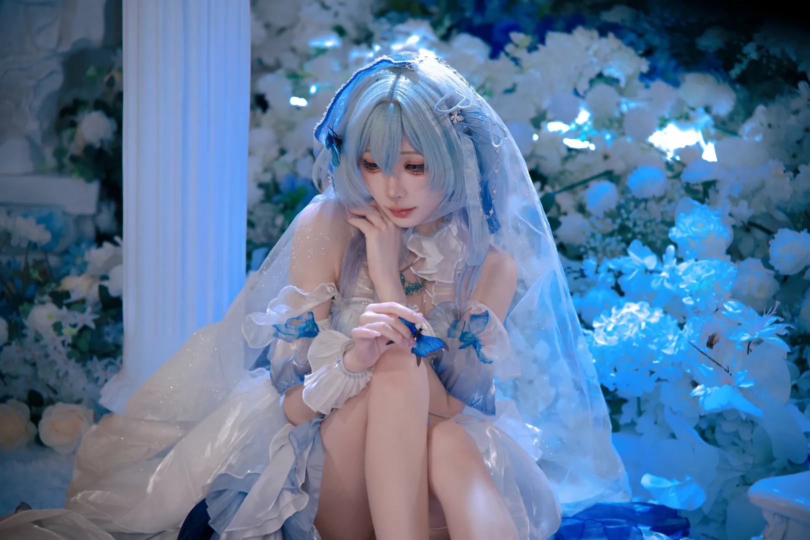 Wuthering Waves, Studio shoot, The Shorekeeper cosplay, Cosplay photography, Blue and white style - Image 2