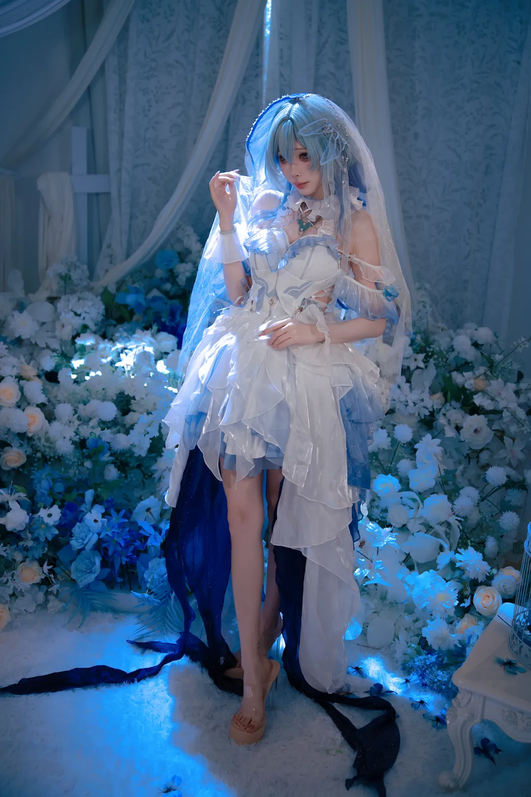 Wuthering Waves, Studio shoot, The Shorekeeper cosplay, Cosplay photography, Blue and white style - Image 5