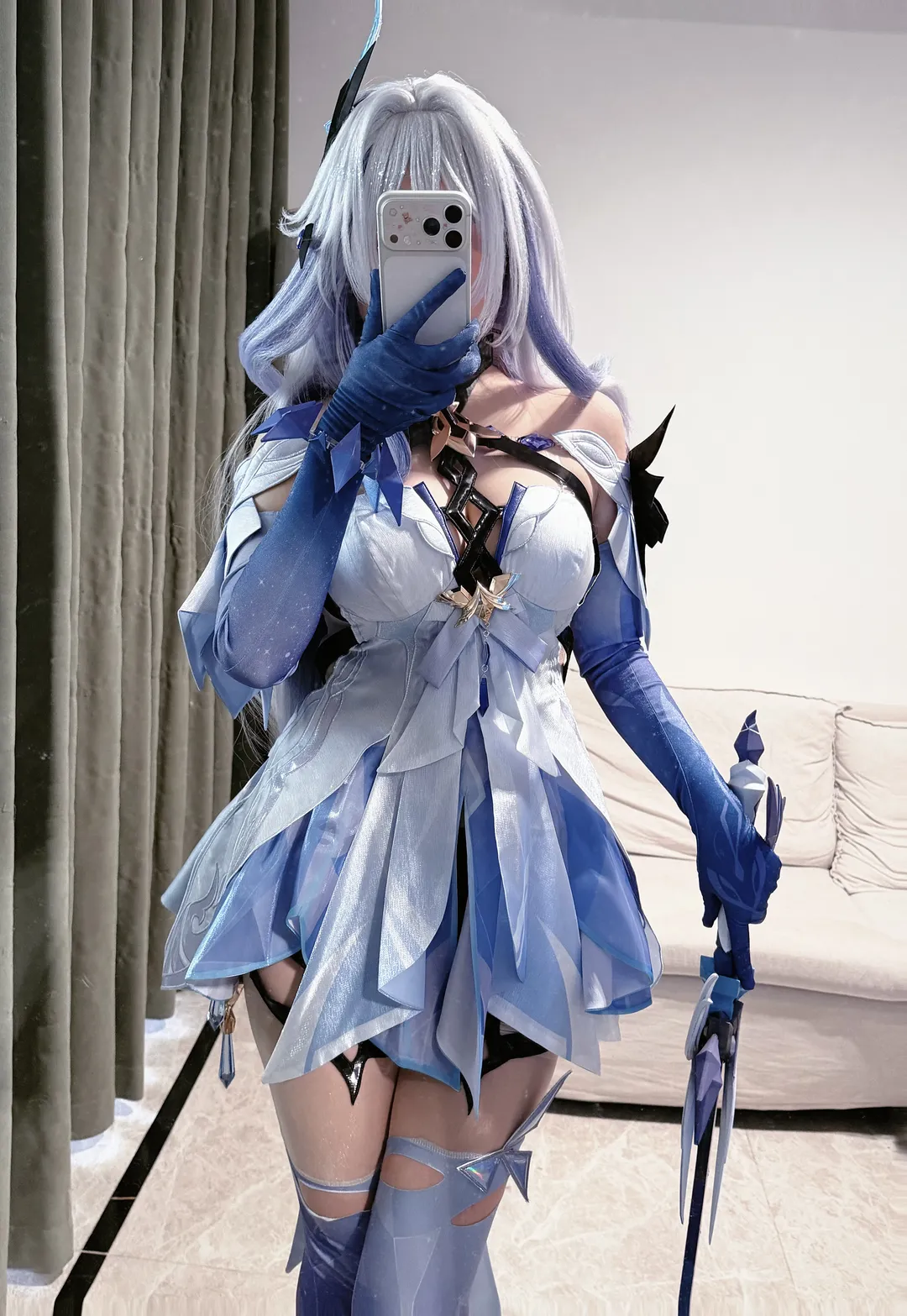 蓝色系穿搭, 丝柯克cos, 对镜自拍, cos试衣, 五一漫展 - 第1张