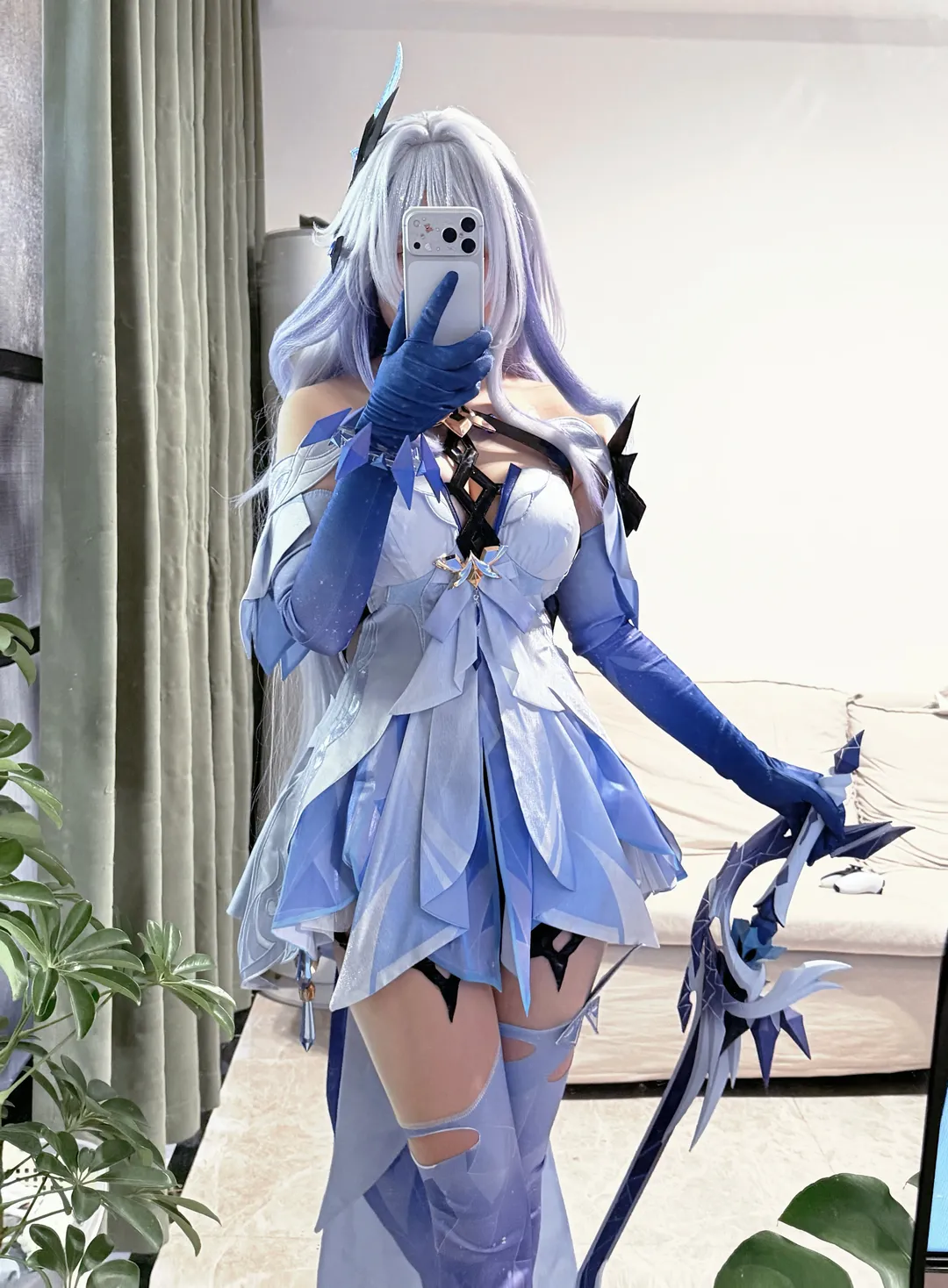 蓝色系穿搭, 丝柯克cos, 对镜自拍, cos试衣, 五一漫展 - 第2张