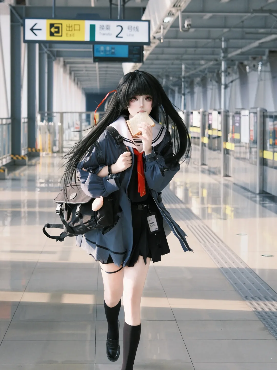 氛围感, cosplay, 日系风格, 制服控, 车站街拍