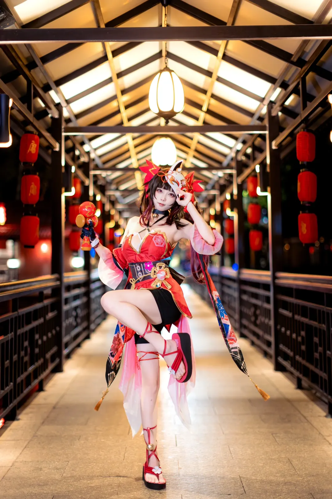 cosplay, 崩坏星穹铁道, 花火cos, 古风长廊, 夜景摄影
