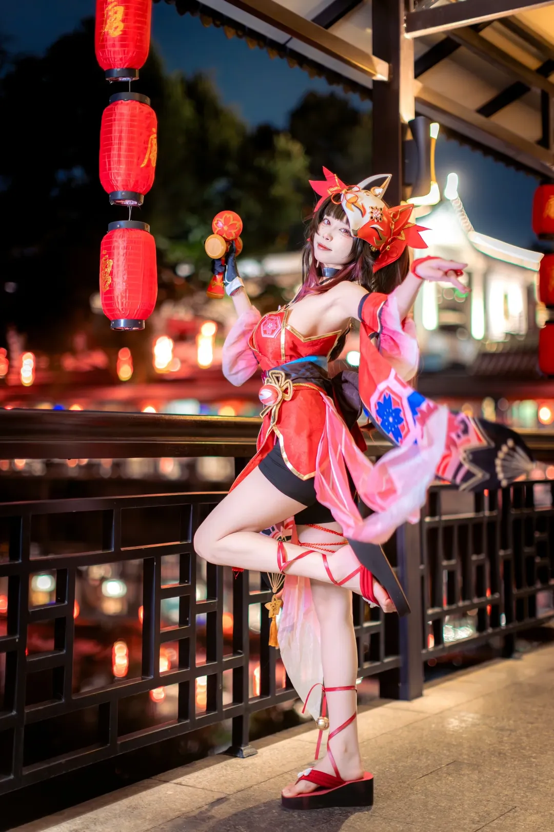 cosplay, 崩坏星穹铁道, 花火cos, 古风长廊, 夜景摄影 - 第4张