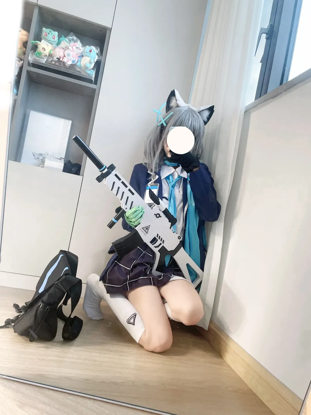 二次元, cosplay, 蔚蓝档案, 砂狼白子cos, 对镜拍 - 第1张