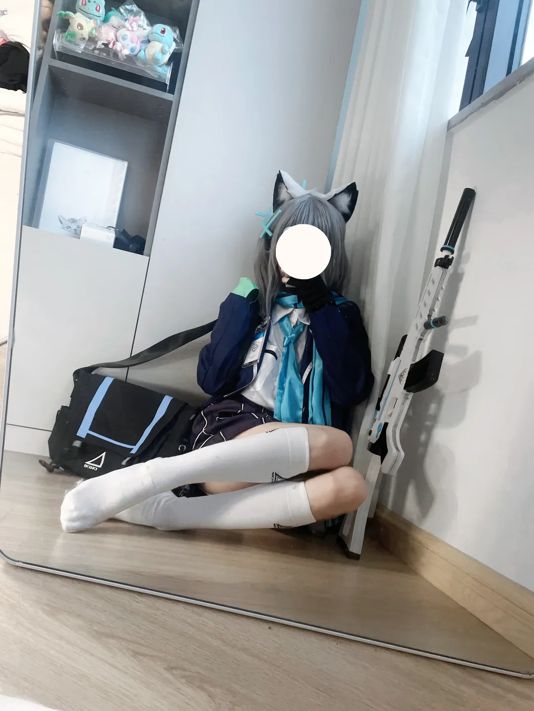 二次元, cosplay, 蔚蓝档案, 砂狼白子cos, 对镜拍 - 第3张