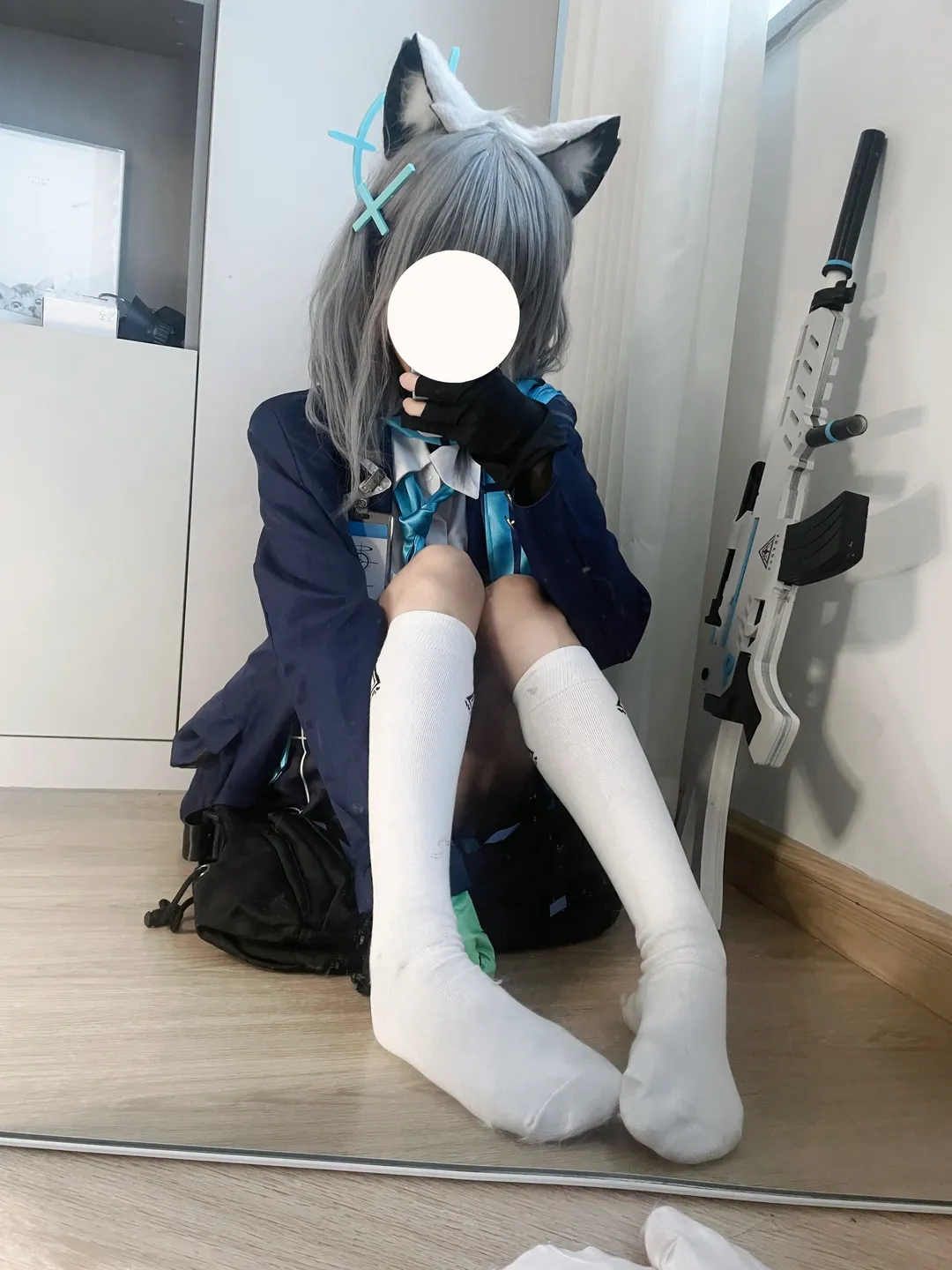 二次元, cosplay, 蔚蓝档案, 砂狼白子cos, 对镜拍 - 第4张