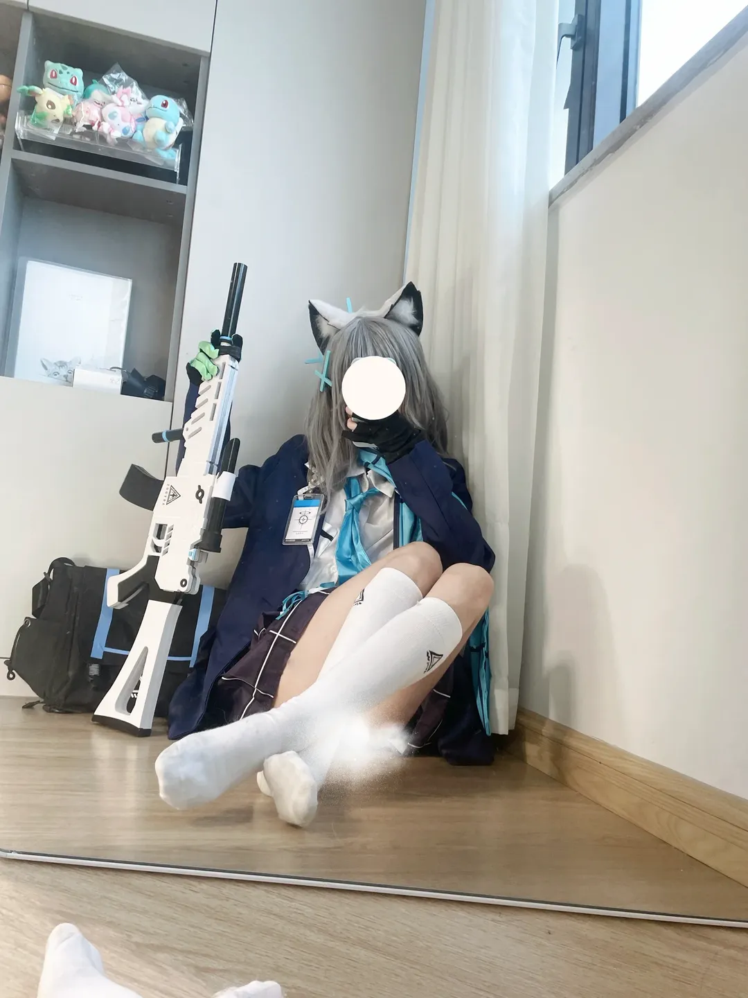 二次元, cosplay, 蔚蓝档案, 砂狼白子cos, 对镜拍 - 第5张