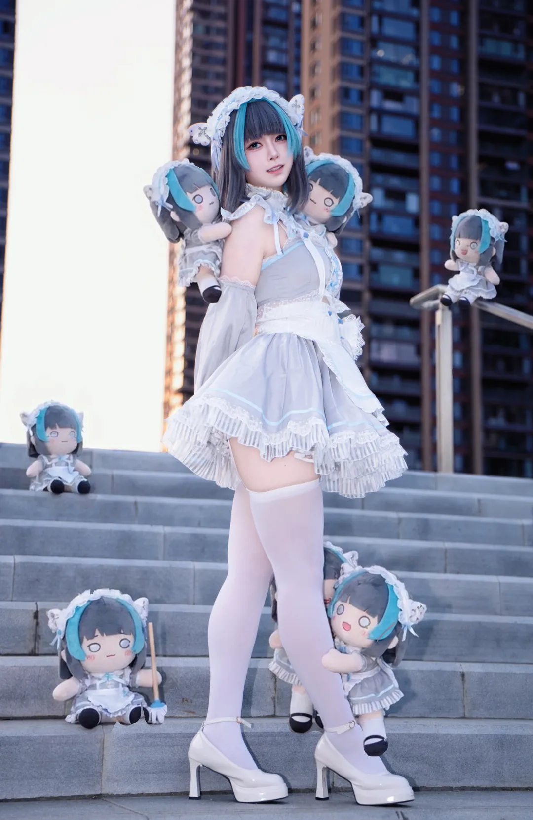 cosplay, 柴郡cos, 碧蓝航线, 女仆装, 肉腿 - 第2张