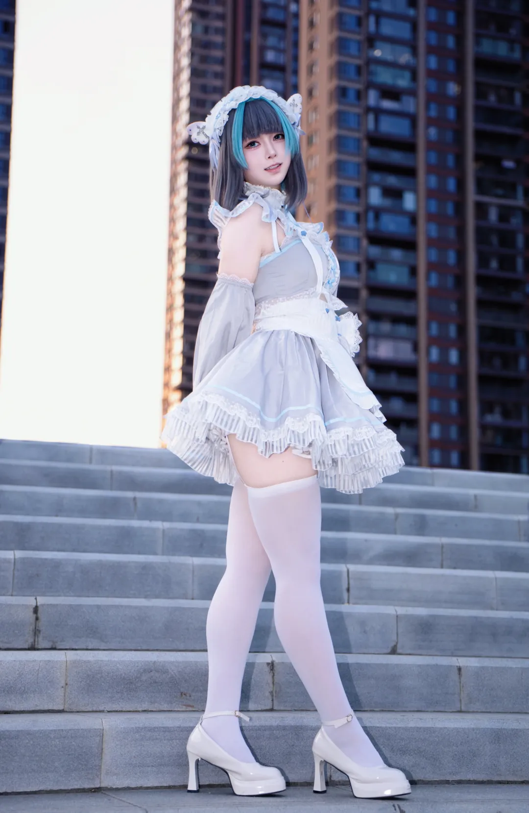 cosplay, 柴郡cos, 碧蓝航线, 女仆装, 肉腿 - 第6张