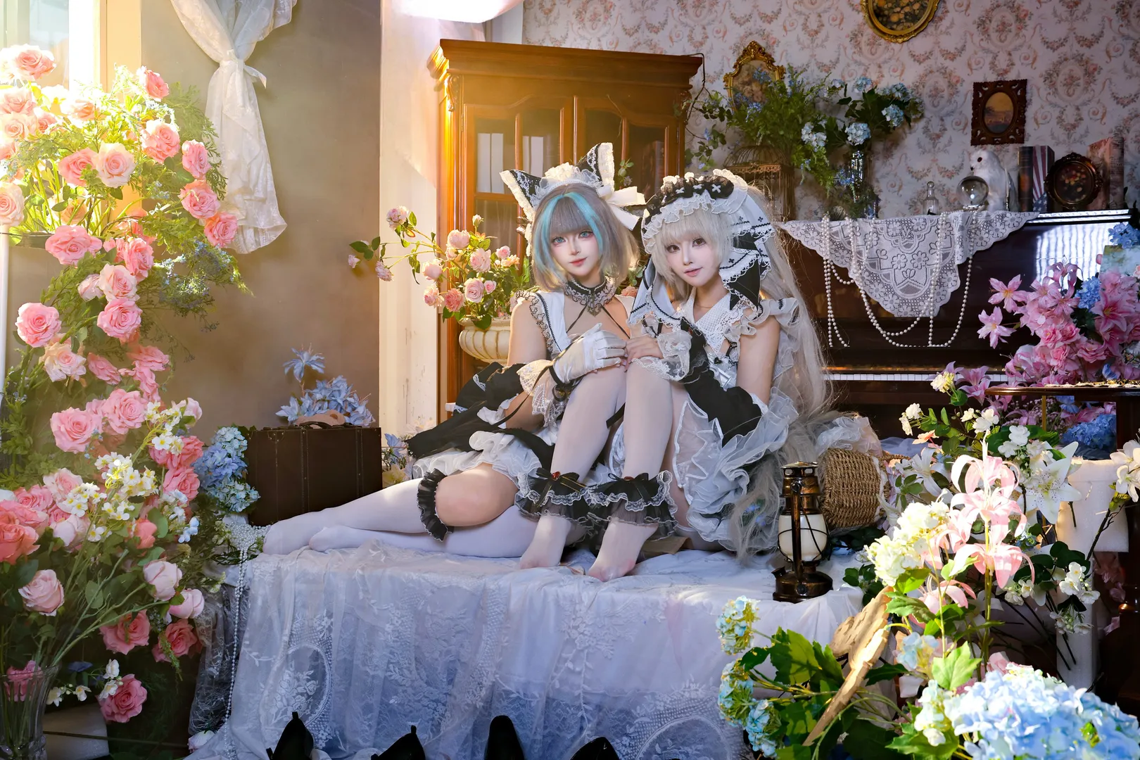 柴郡cos, 碧蓝航线, 人像摄影, 双人女仆, 复古写真 - 第2张