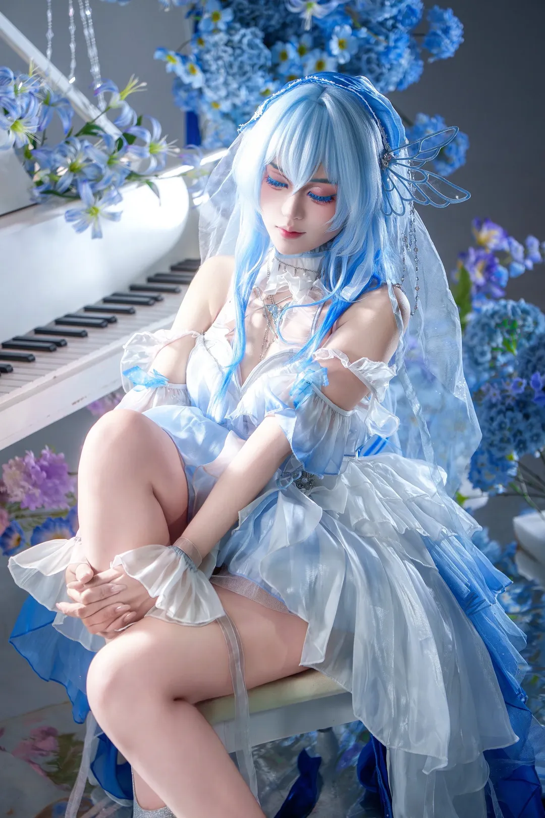 鸣潮, 二次元摄影, 守岸人cos, 花嫁cosplay, 蓝色系妆容 - 第4张