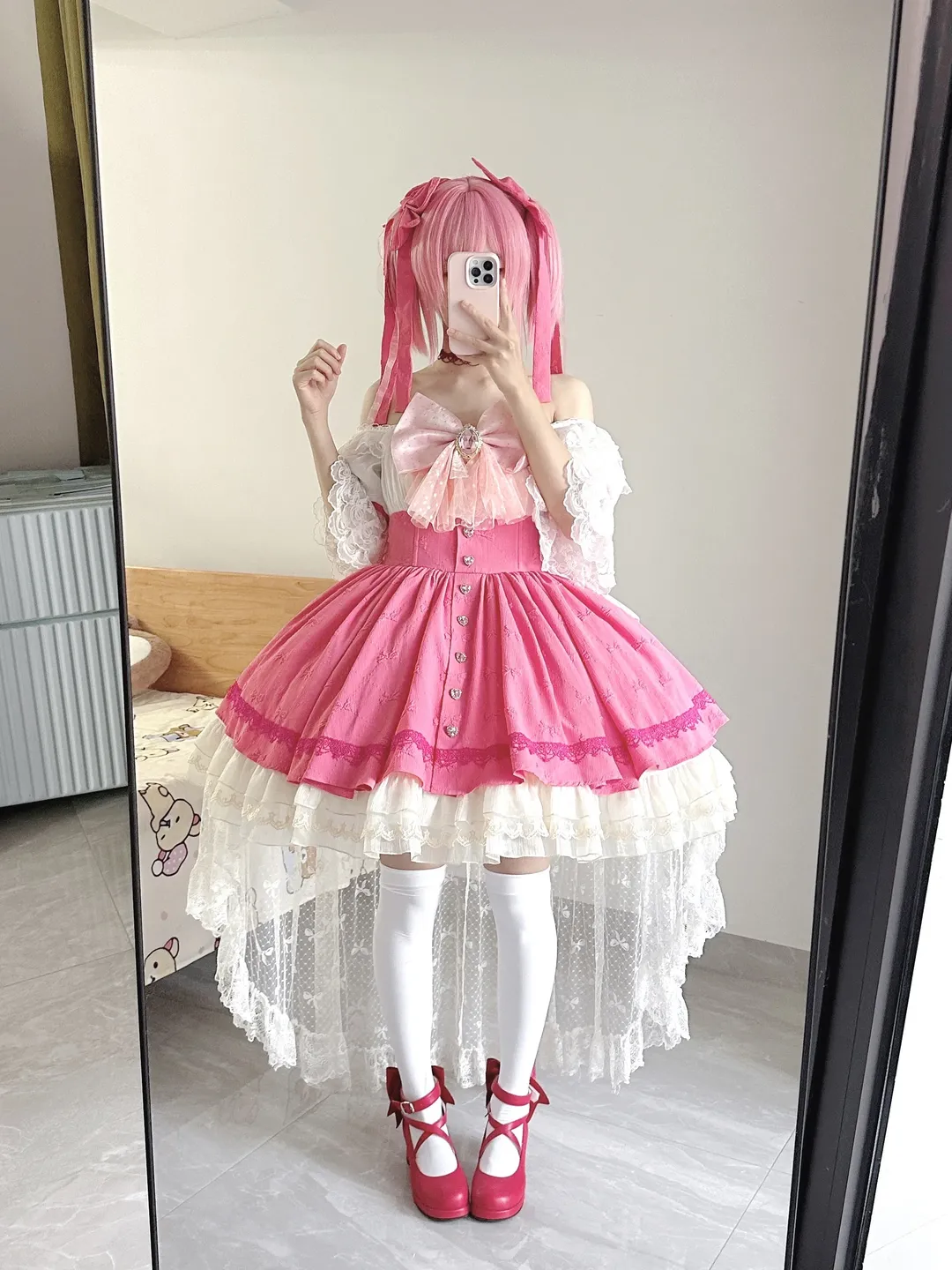 Madoka Kaname cosplay, Puella Magi Madoka Magica, Anime-style outfit, Casual cosplay, Pink Lolita - Image 5