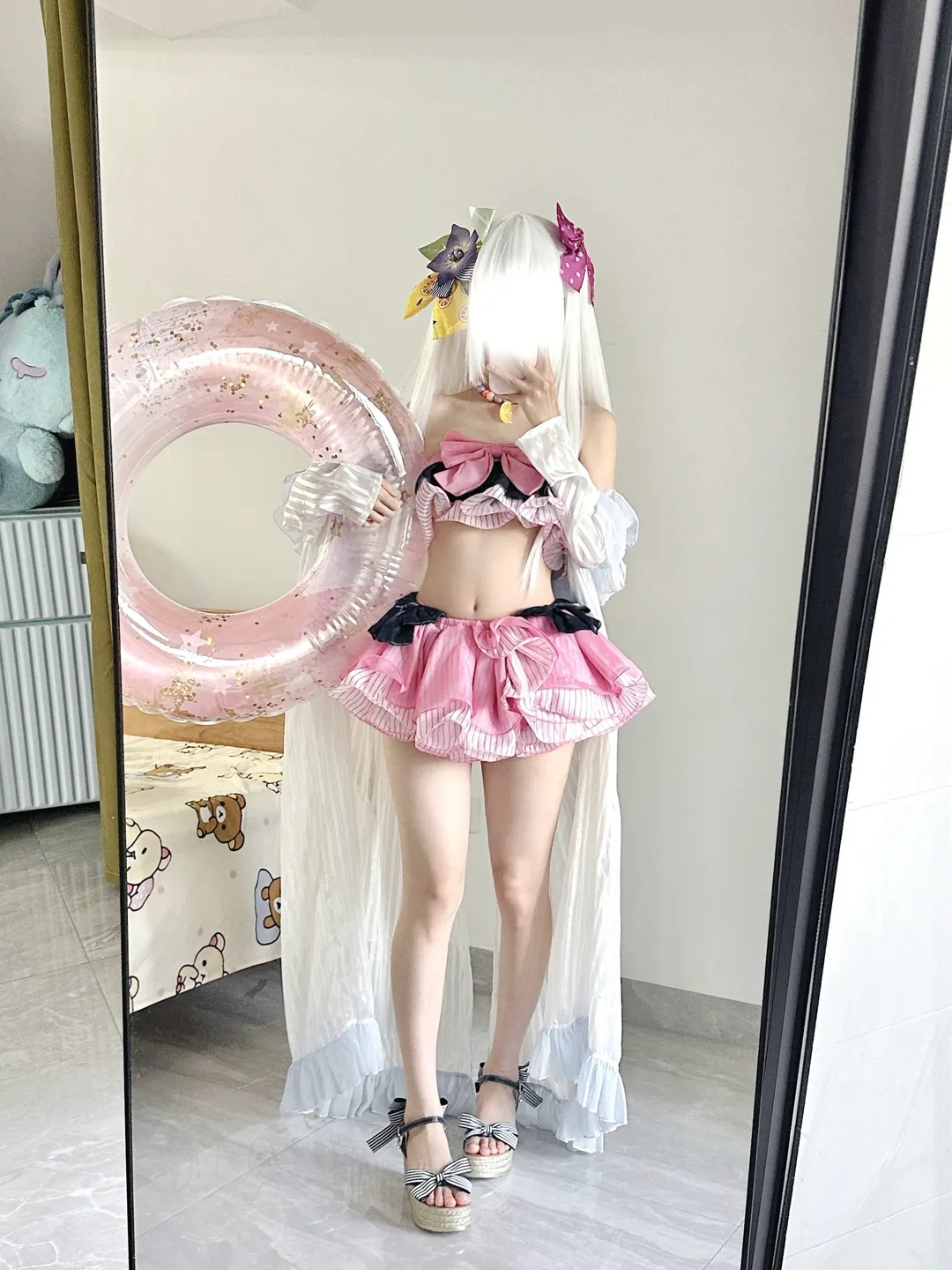 Roleplay, Blue Archive, Shirasu Azusa cosplay, Mirror selfie, Cosplay fitting