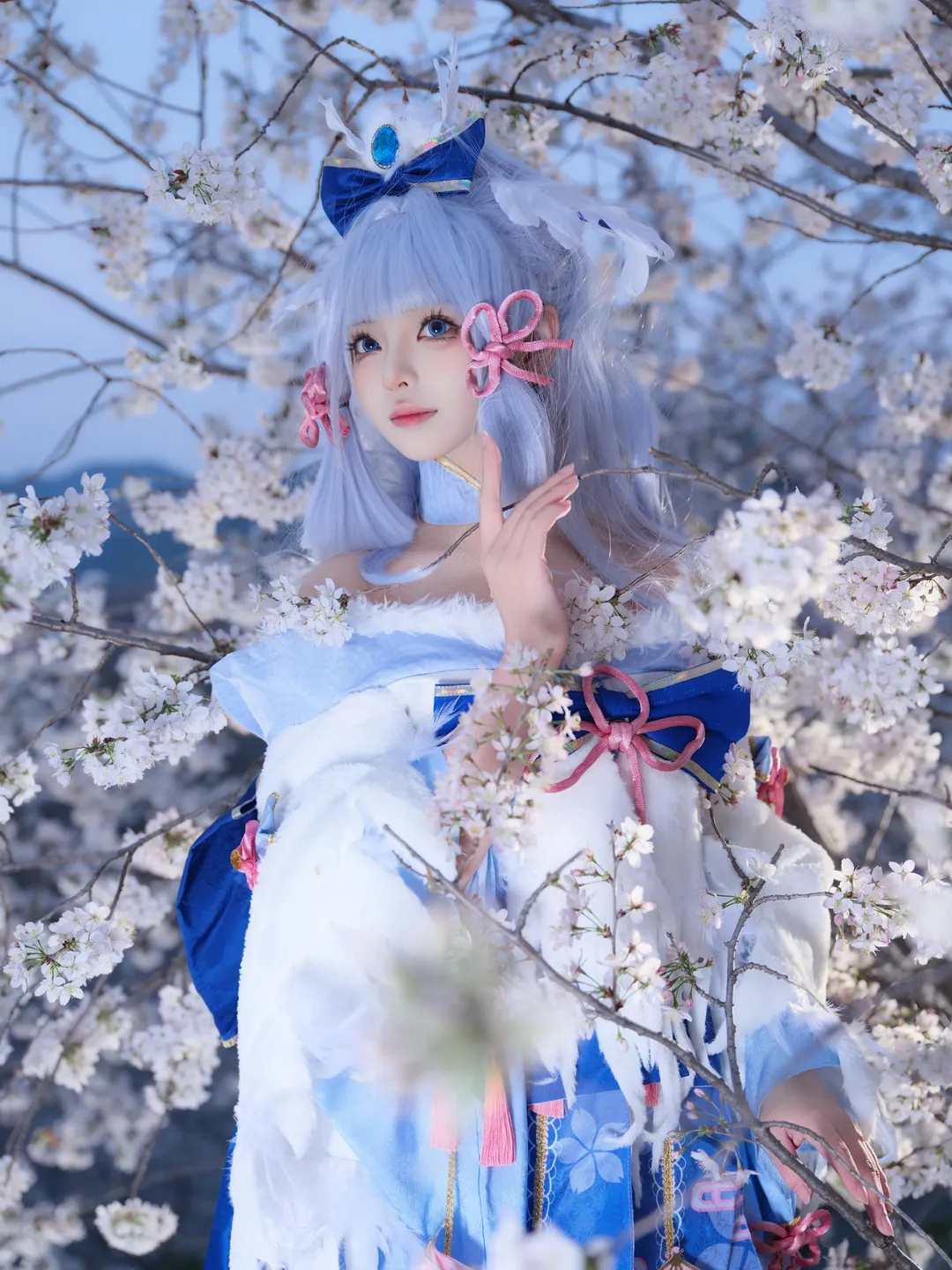 原神, 二次元摄影, 神里绫华cos, cosplay返图, 樱花cos - 第1张
