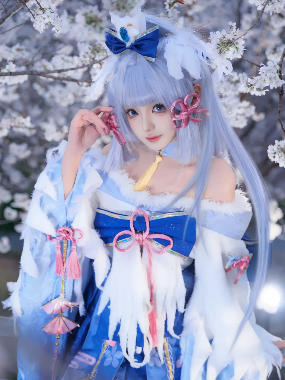 原神, 二次元摄影, 神里绫华cos, cosplay返图, 樱花cos
