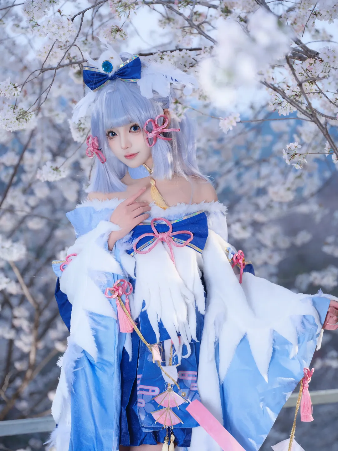 原神, 二次元摄影, 神里绫华cos, cosplay返图, 樱花cos - 第3张