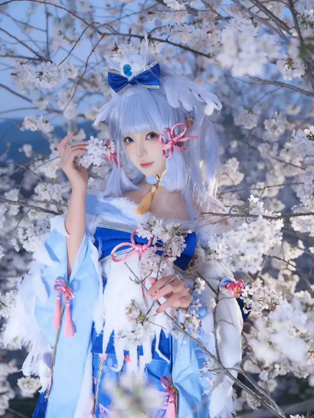 原神, 二次元摄影, 神里绫华cos, cosplay返图, 樱花cos - 第4张