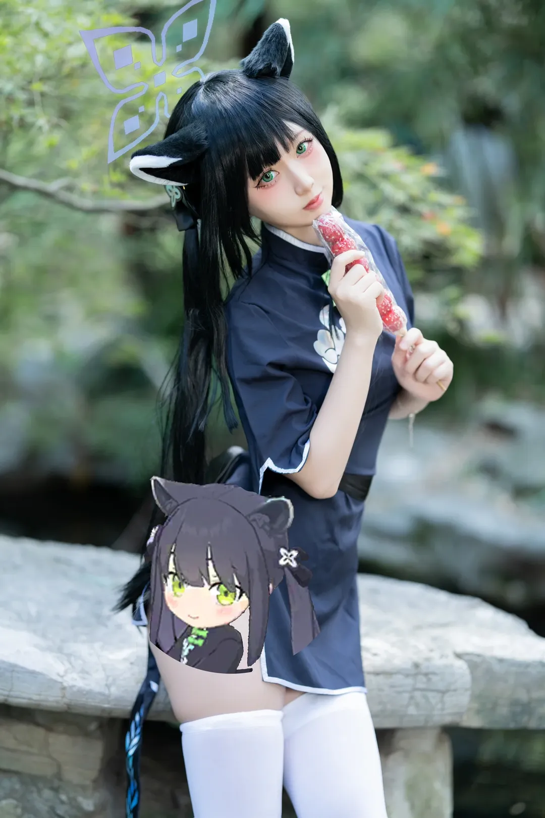 ロールプレイ, コスプレ, ブルーアーカイブ, 和風の服装, 庭園撮影