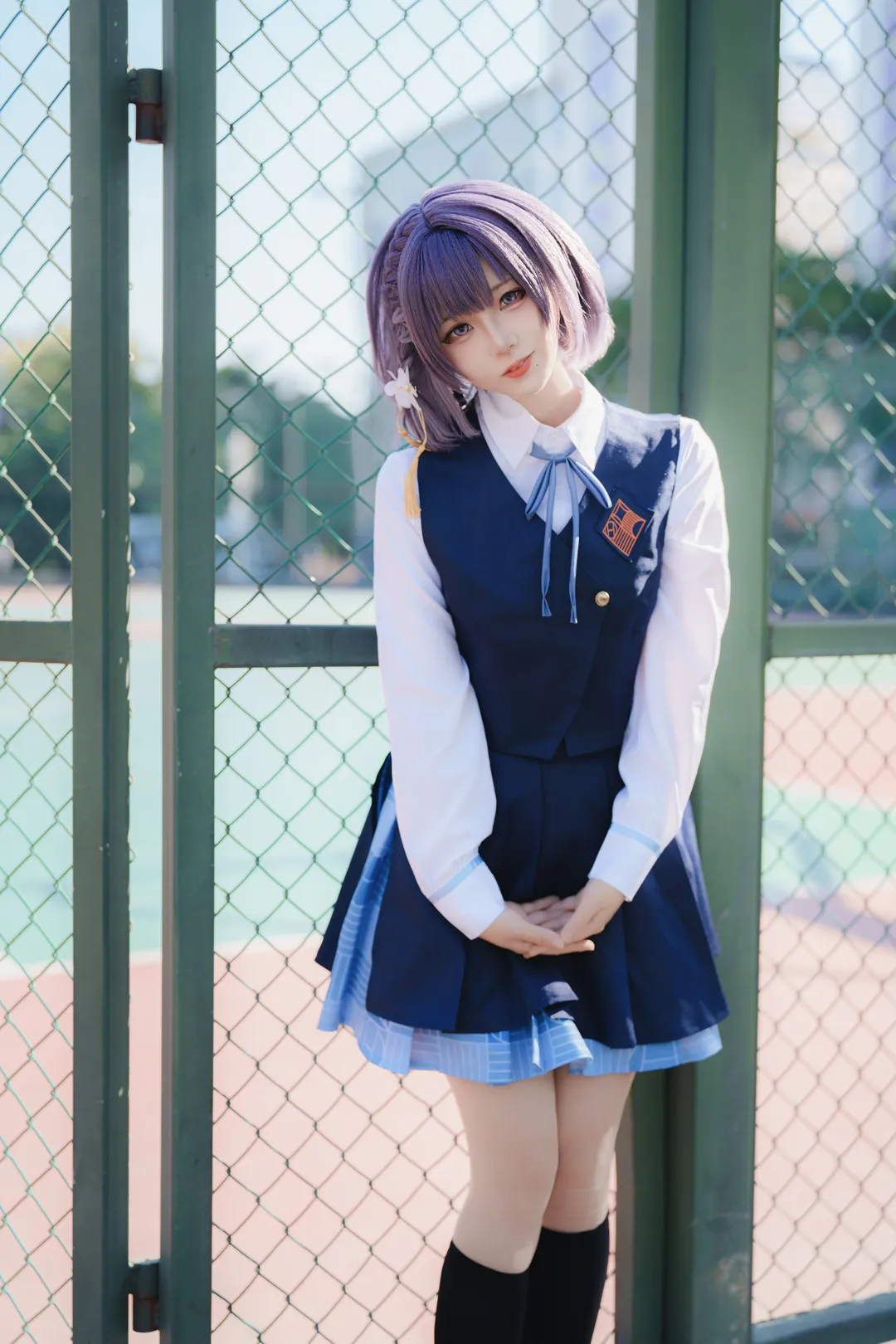 コスプレ, JK制服, 学園アイドルマスター, 秦谷美鈴 コスプレ, 紫髪