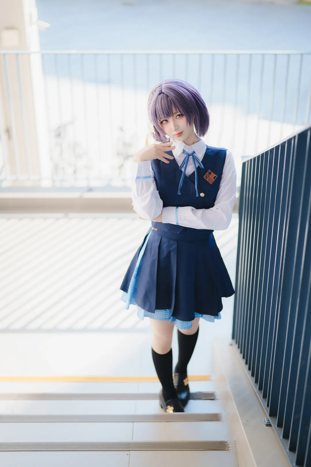 コスプレ, JK制服, 学園アイドルマスター, 秦谷美鈴 コスプレ, 紫髪 - 2枚目