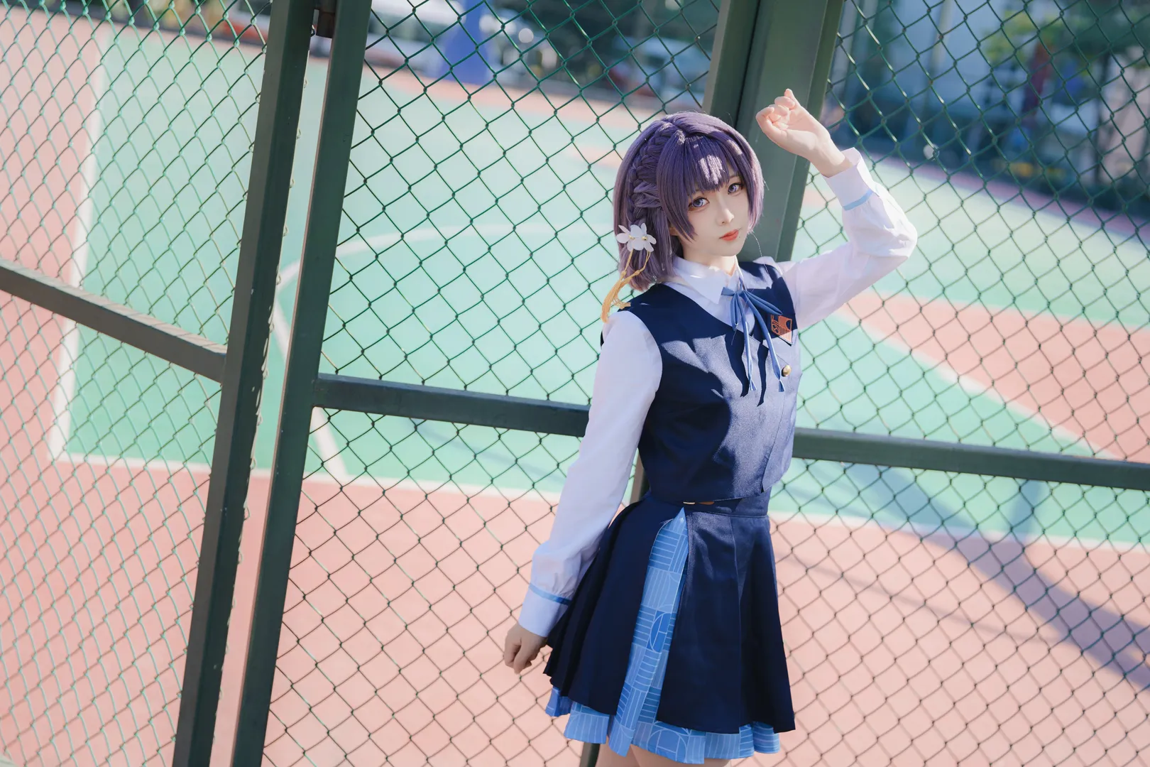 コスプレ, JK制服, 学園アイドルマスター, 秦谷美鈴 コスプレ, 紫髪 - 3枚目