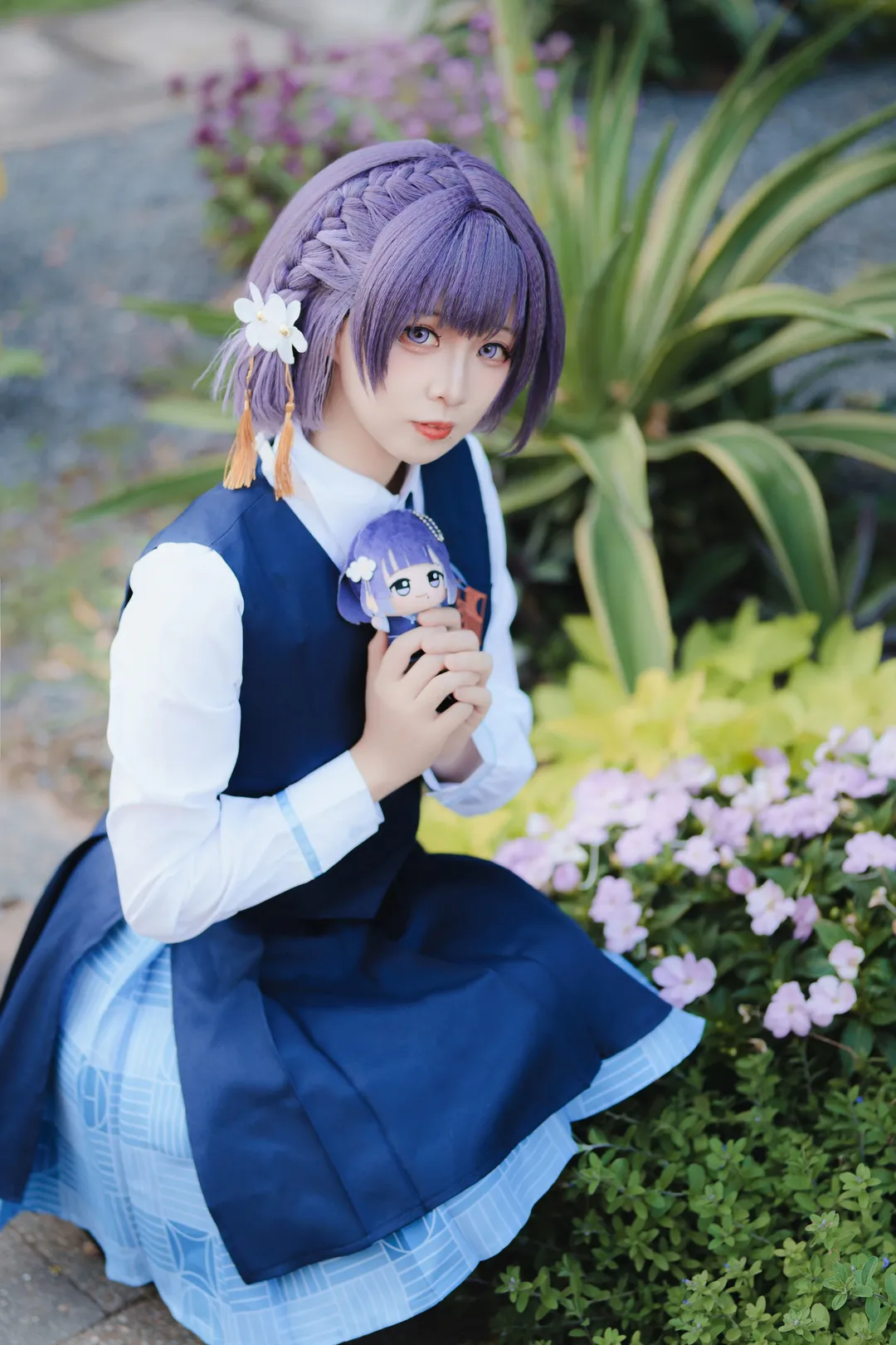 学园偶像大师, 秦谷美铃cos, 偶像大师cosplay, 校园制服, 紫发造型 - 第1张