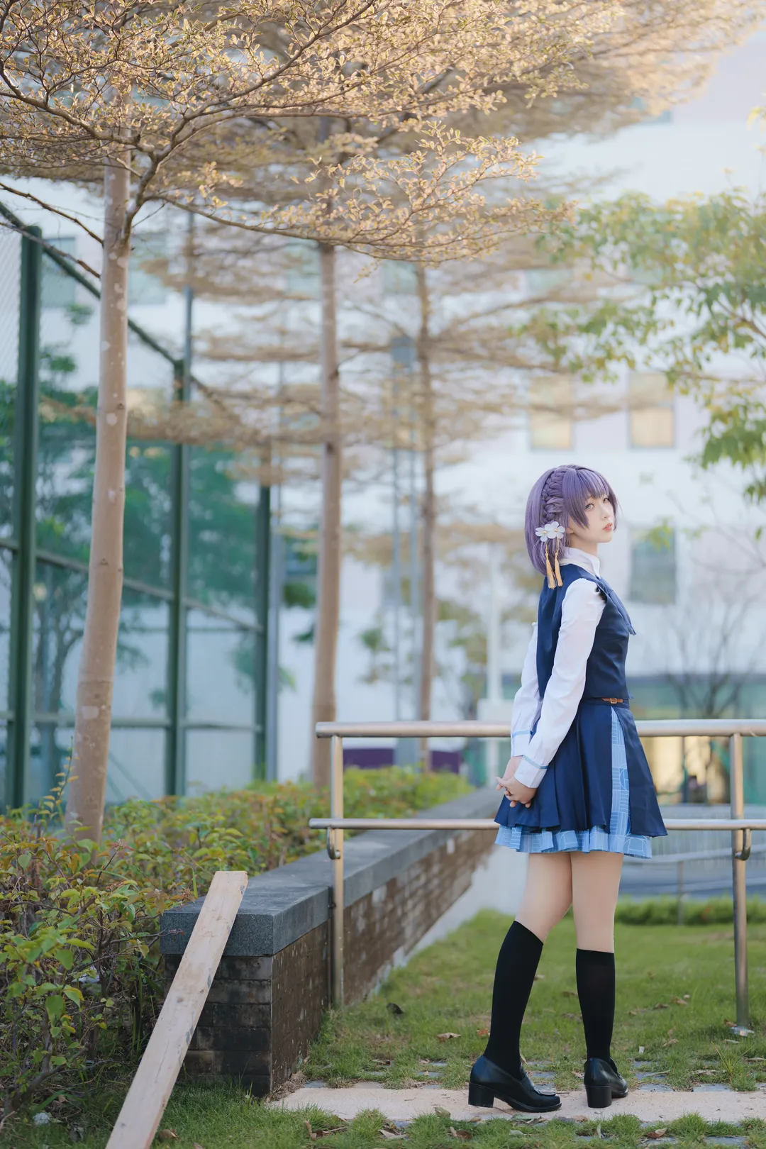 学园偶像大师, 秦谷美铃cos, 偶像大师cosplay, 校园制服, 紫发造型 - 第3张