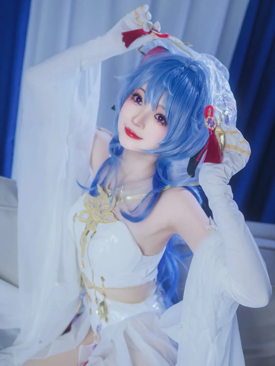 原神, 甘雨 コスプレ, 二次元撮影, コスプレシェア, 青髪の可愛い女の子