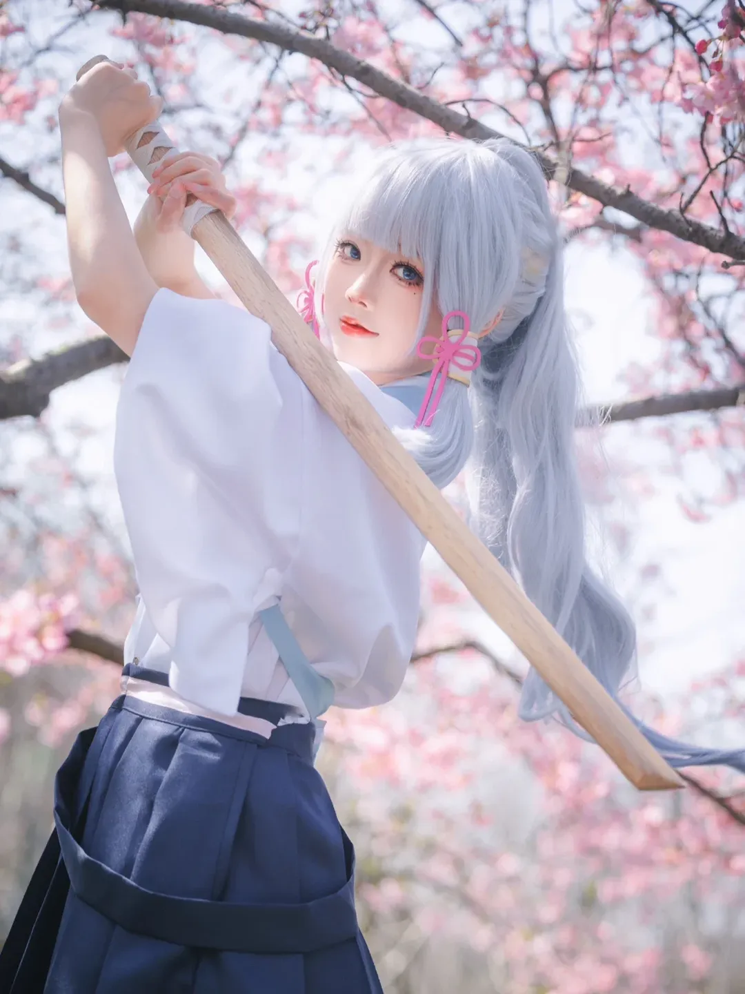 原神, 二次元摄影, 和风, 神里绫华cos, 樱花季 - 第1张