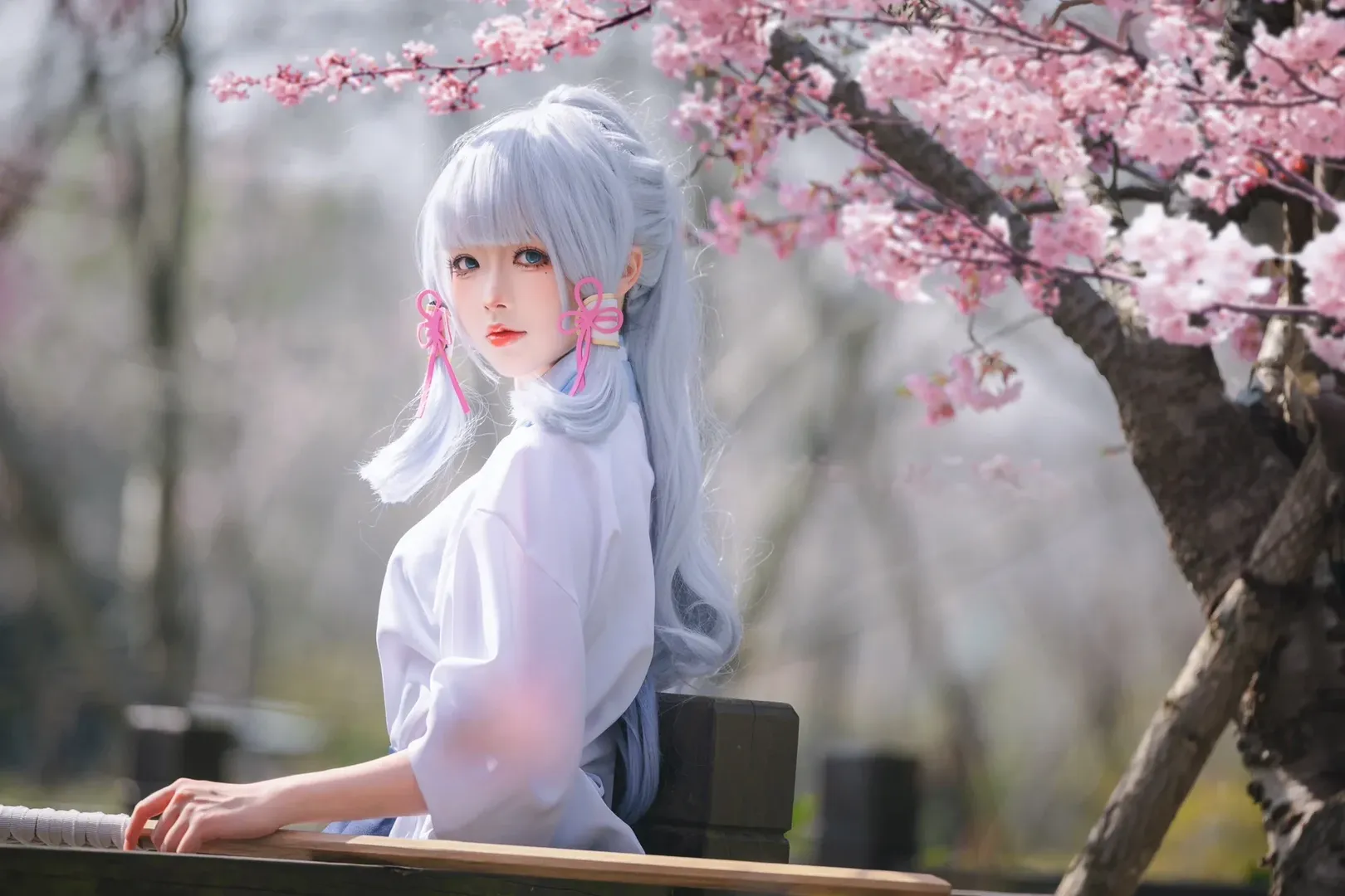 原神, 二次元摄影, 和风, 神里绫华cos, 樱花季 - 第4张