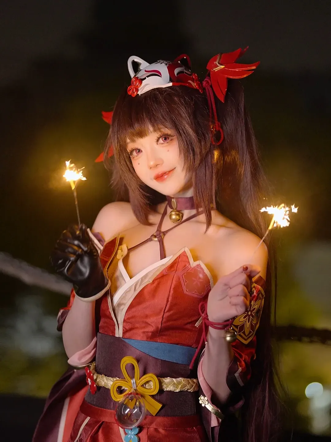 崩坏星穹铁道, 二次元cosplay, 花火cos, 夜景人像, 仙女棒拍照