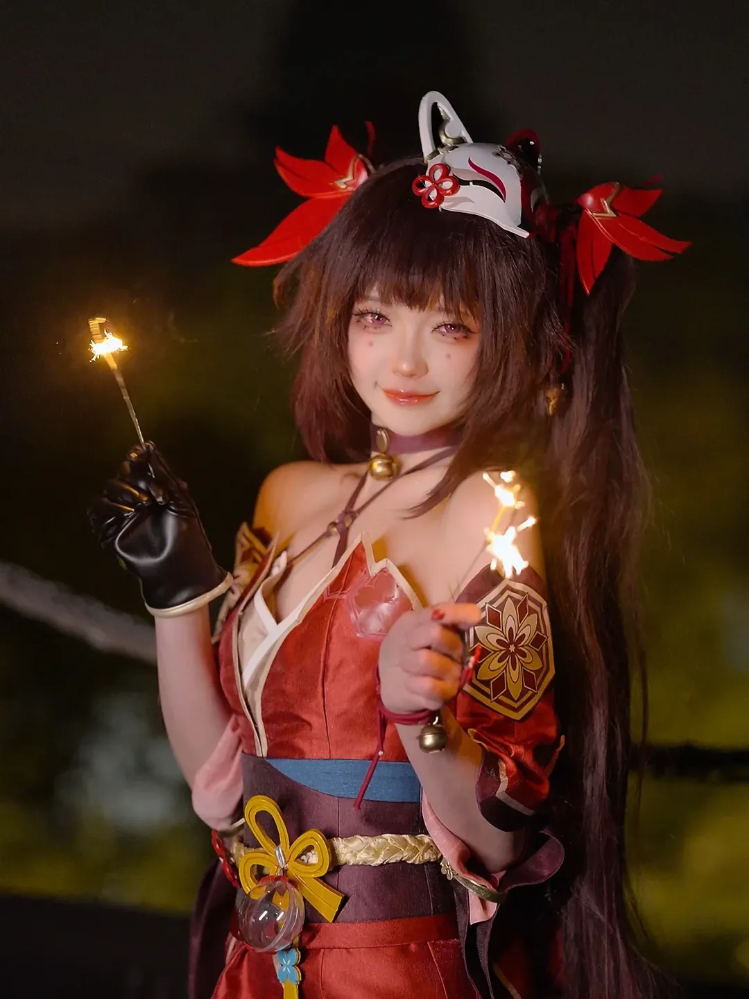 崩坏星穹铁道, 二次元cosplay, 花火cos, 夜景人像, 仙女棒拍照 - 第3张