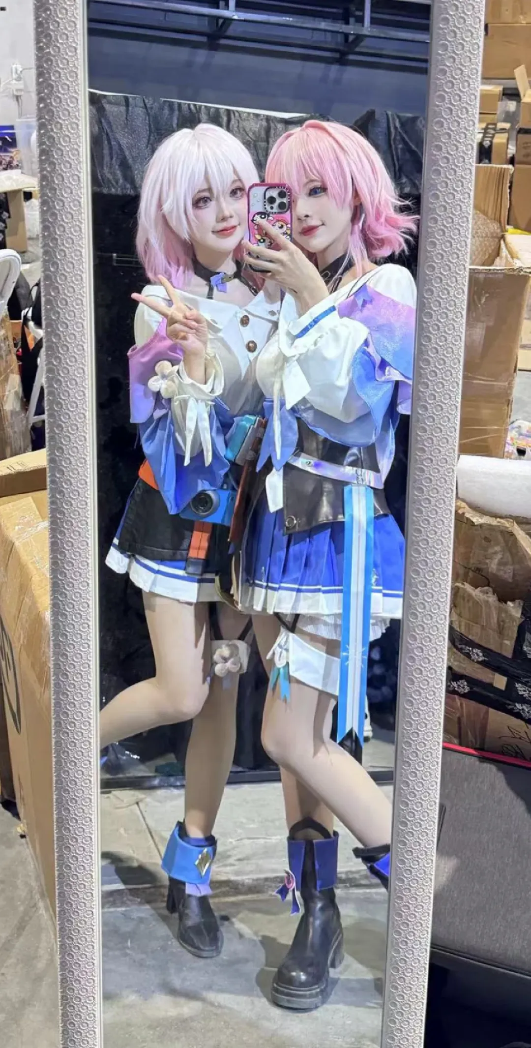 Anime girl, Honkai: Star Rail, March 7th cosplay, Anime convention outfit, Mirror selfie